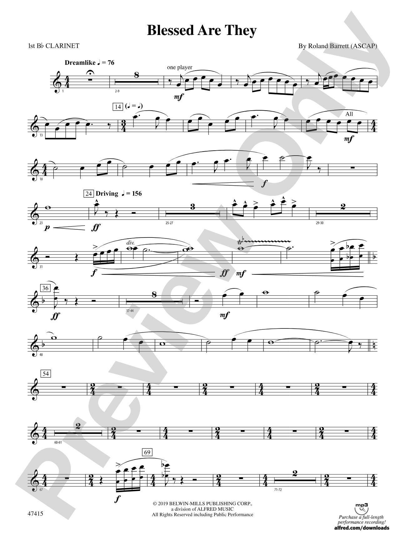 Blessed Are They: 1st B-flat Clarinet