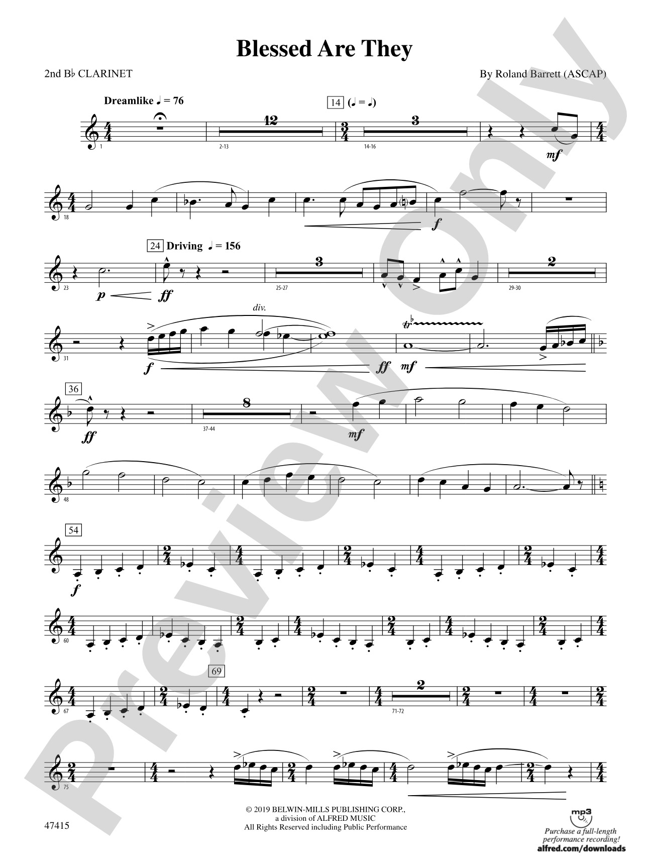Blessed Are They: 2nd B-flat Clarinet