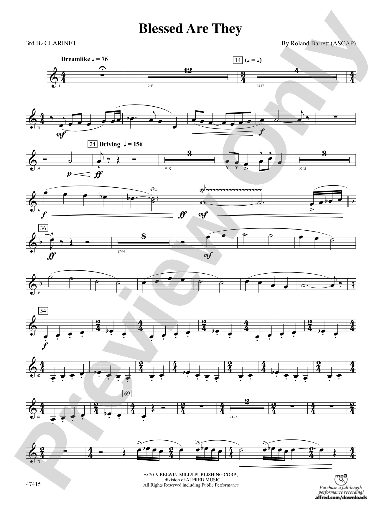 Blessed Are They: 3rd B-flat Clarinet