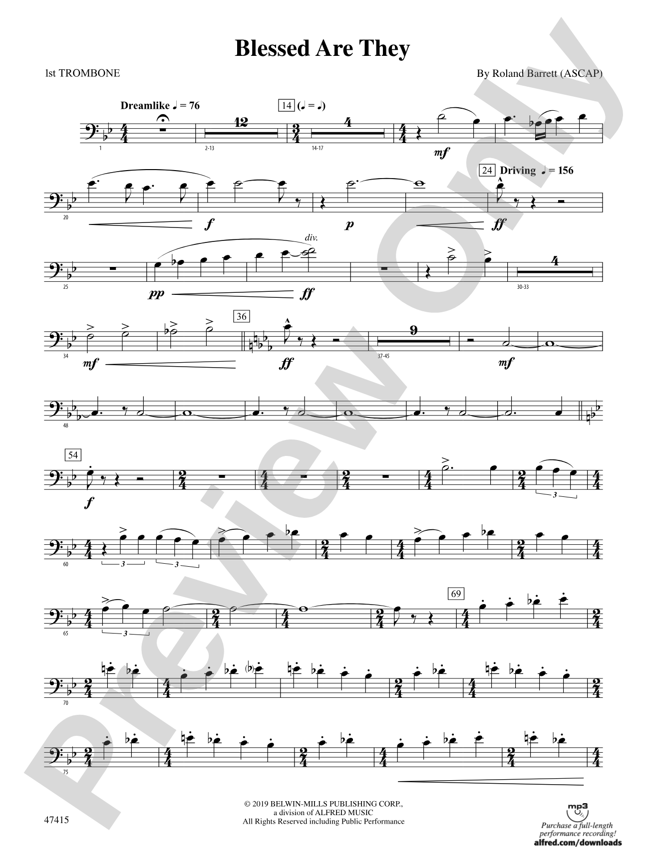 Blessed Are They: 1st Trombone