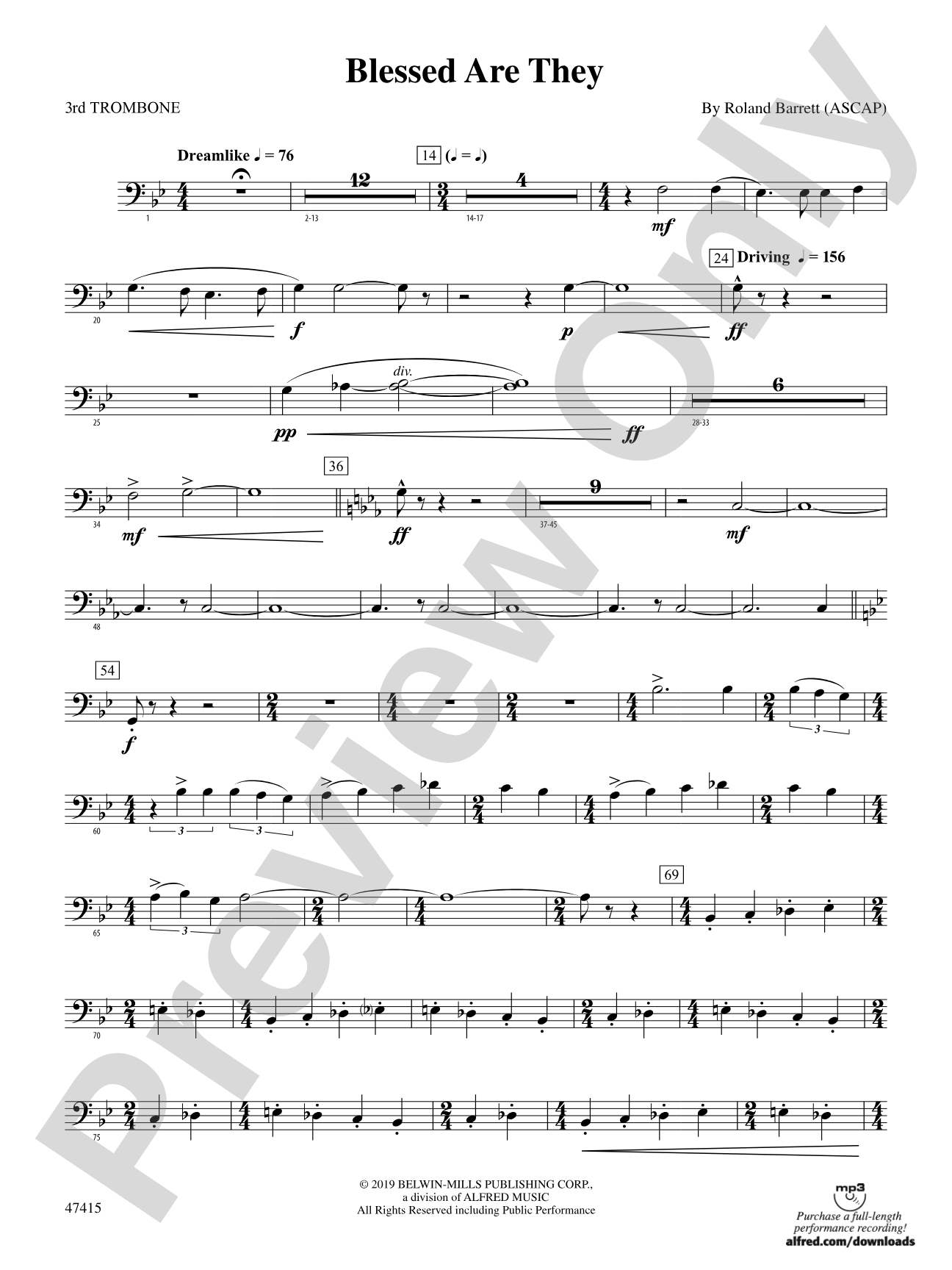 Blessed Are They: 3rd Trombone
