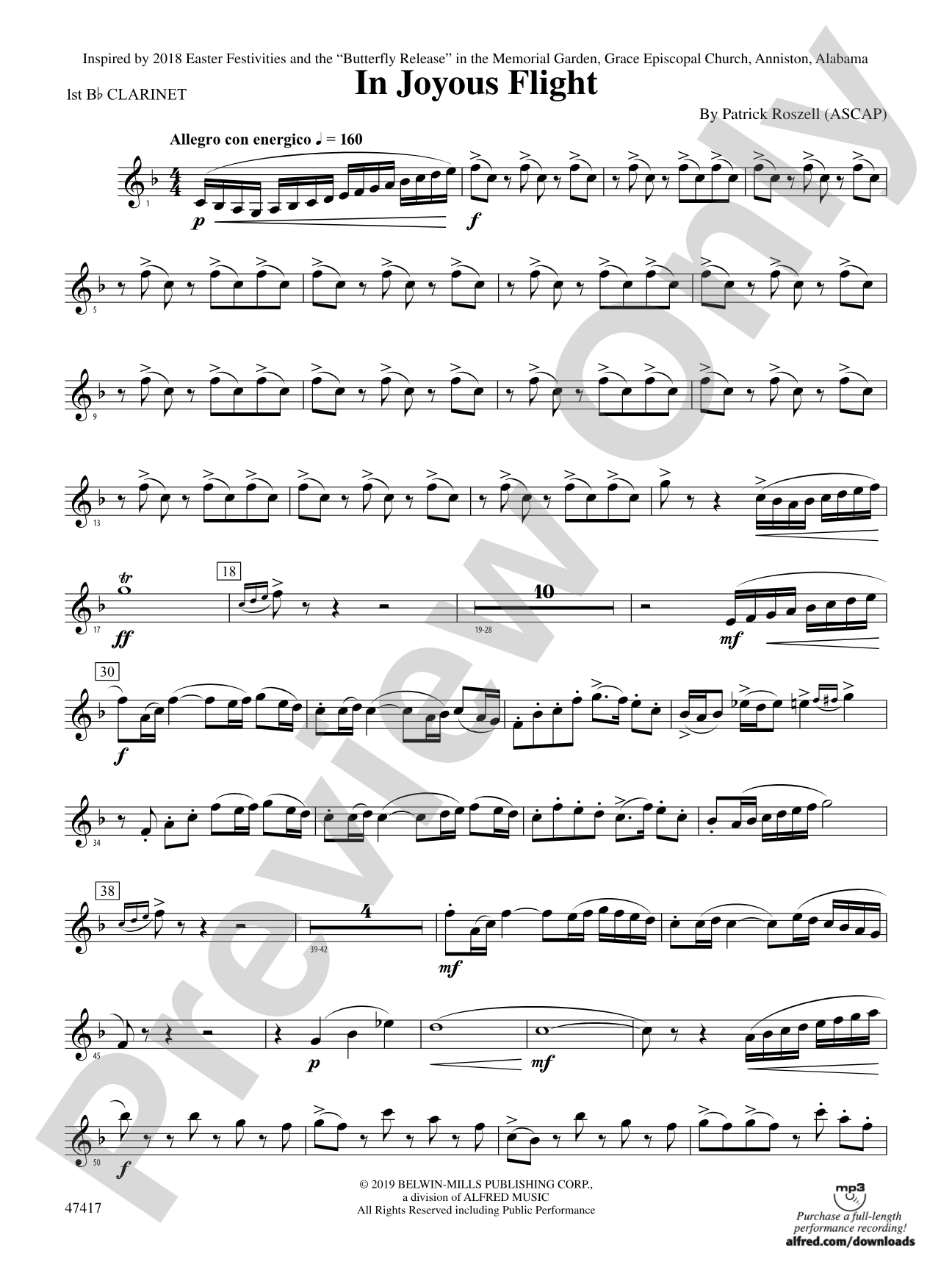 In Joyous Flight: 1st B-flat Clarinet