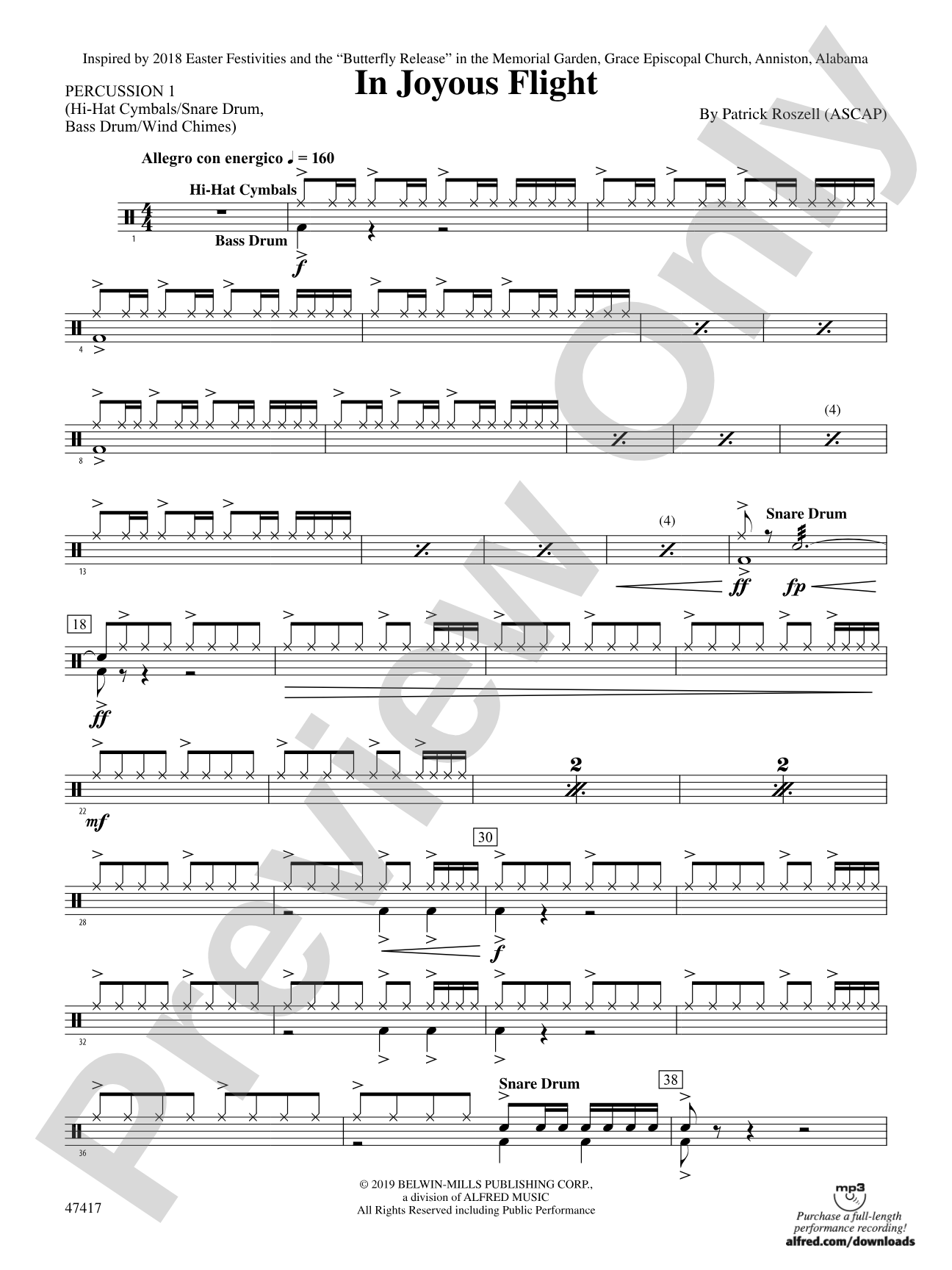 In Joyous Flight: 1st Percussion