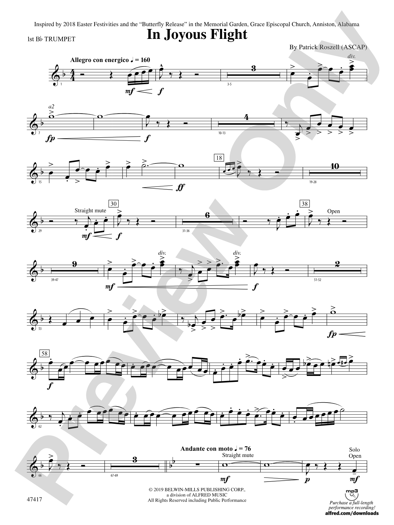 In Joyous Flight: 1st B-flat Trumpet