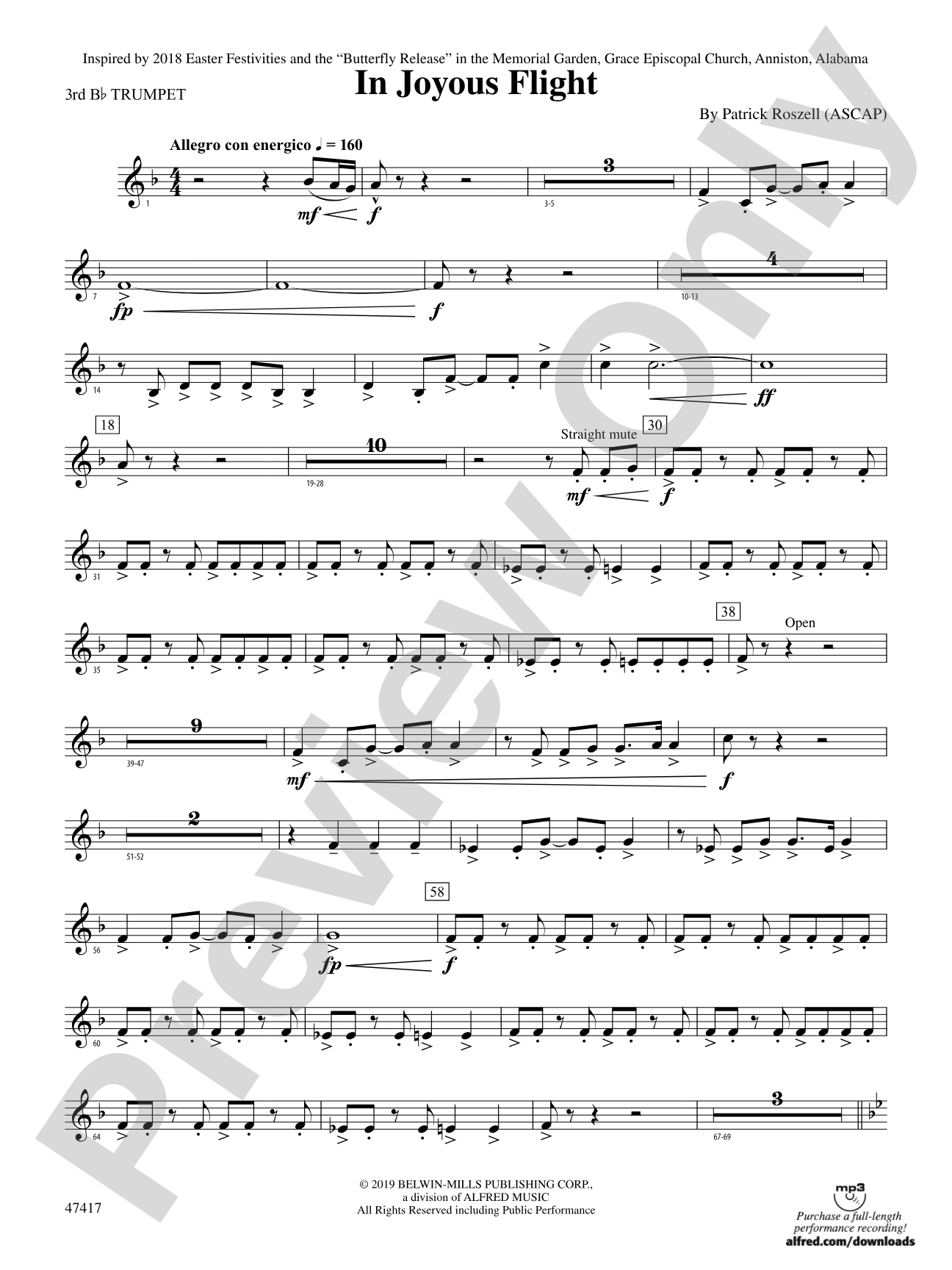 In Joyous Flight: 3rd B-flat Trumpet