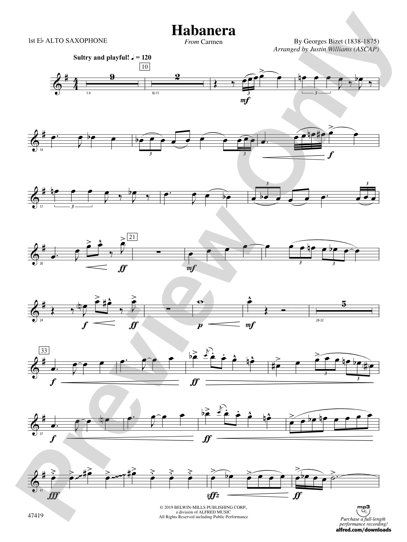 Habanera: E-flat Alto Saxophone