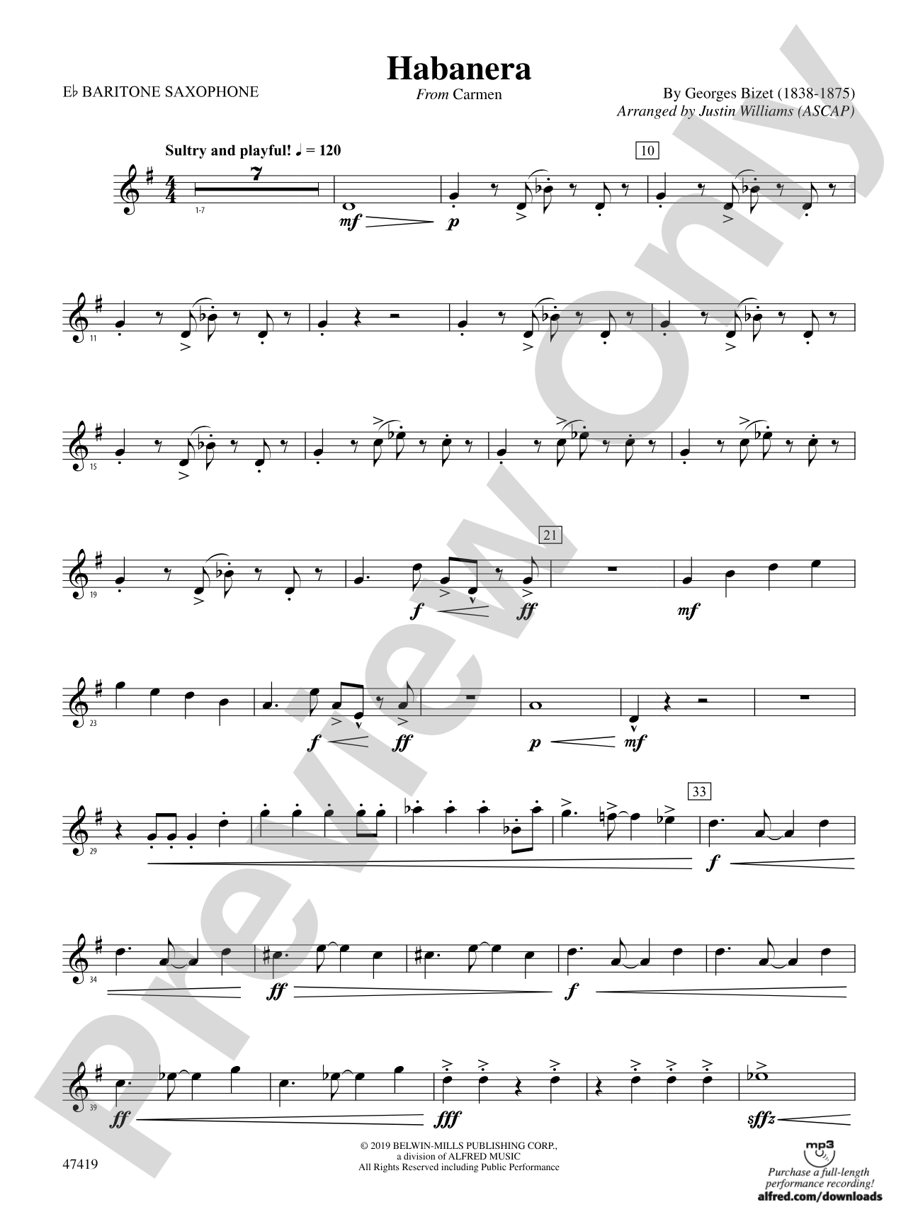 Habanera: E-flat Baritone Saxophone