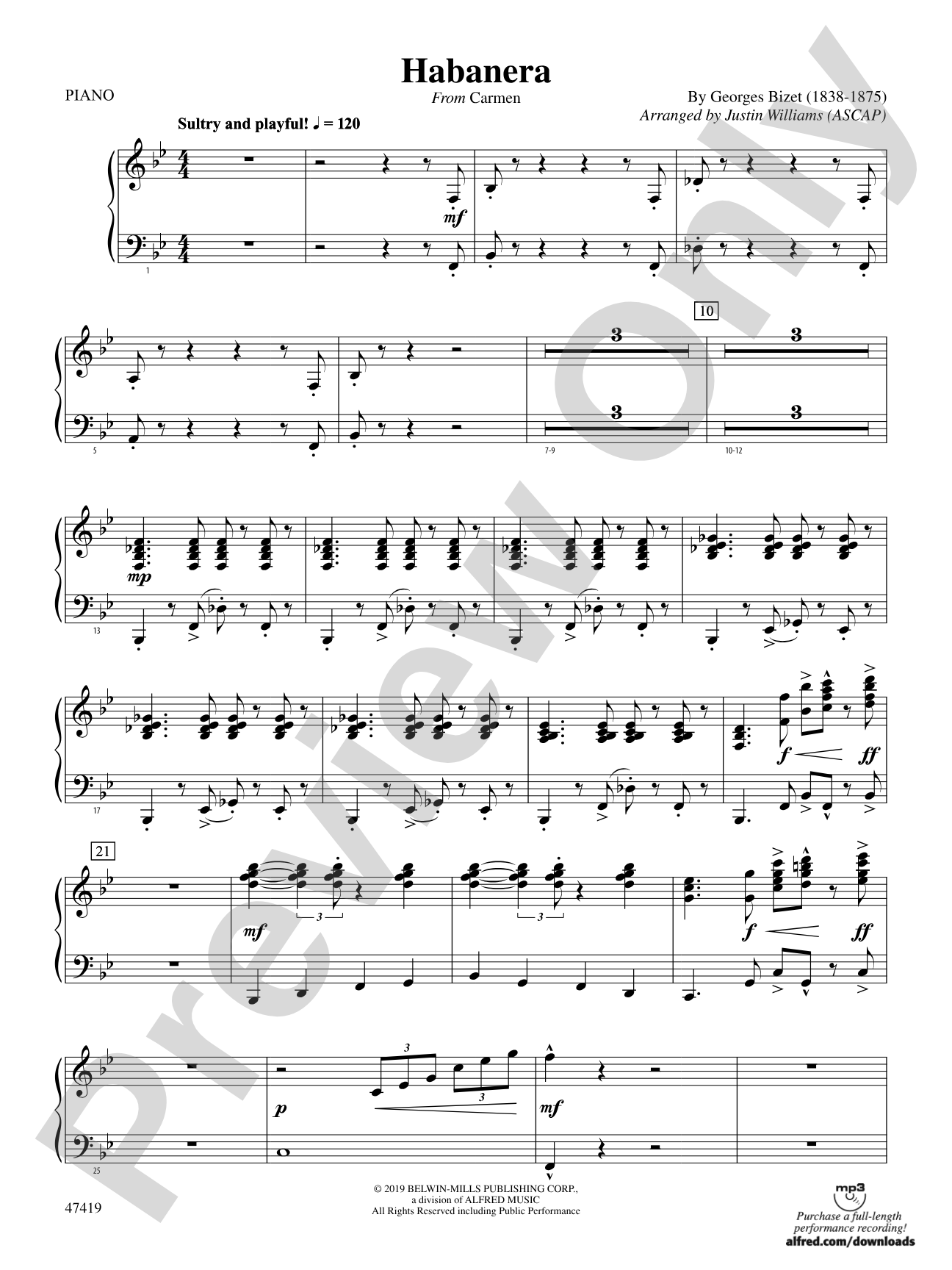 Habanera: Piano Accompaniment
