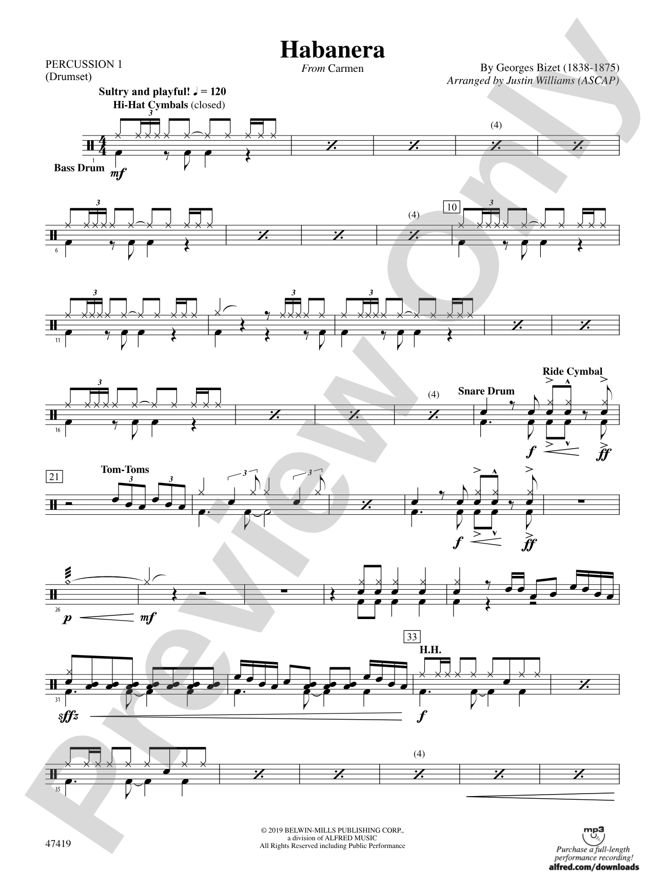 Habanera: 1st Percussion