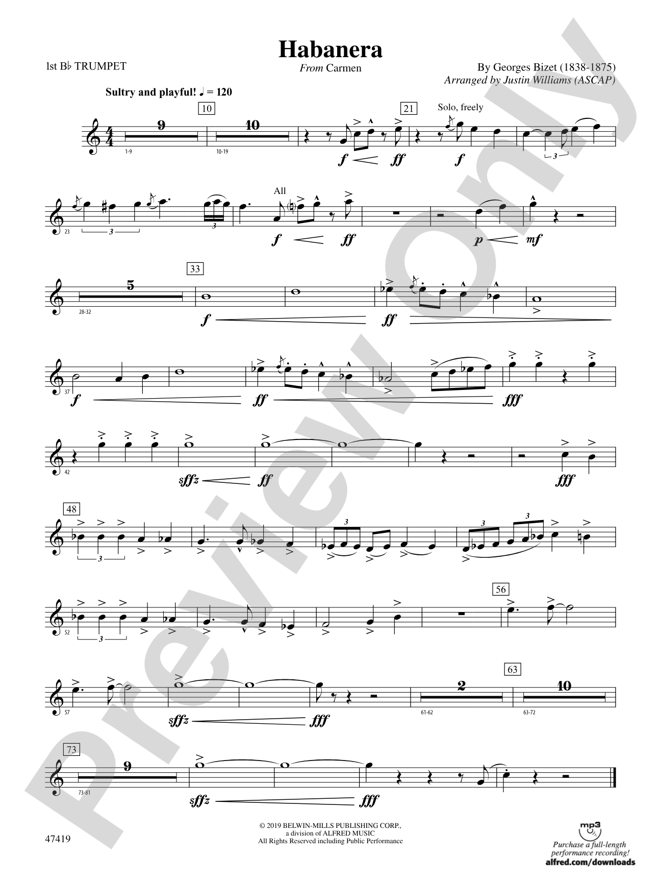 Habanera: 1st B-flat Trumpet