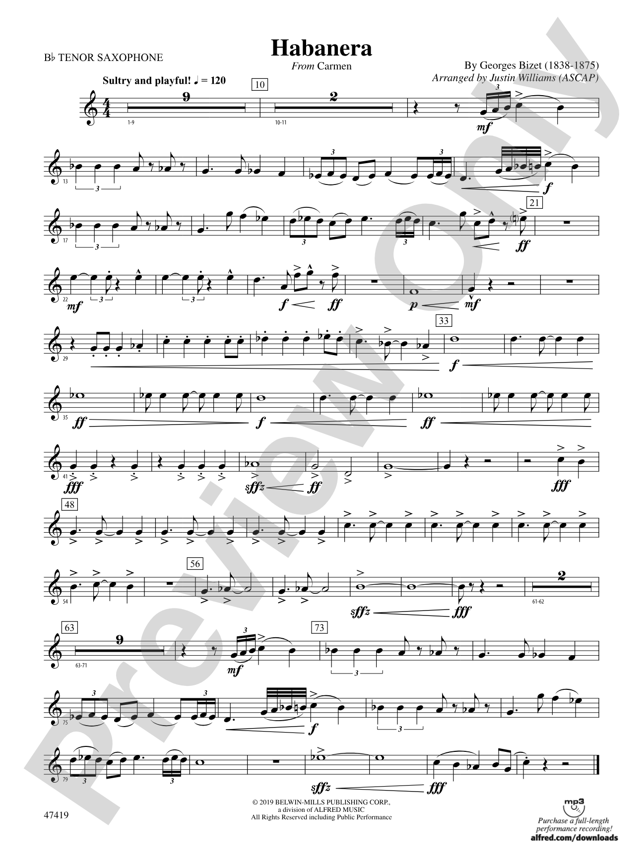 Habanera: B-flat Tenor Saxophone