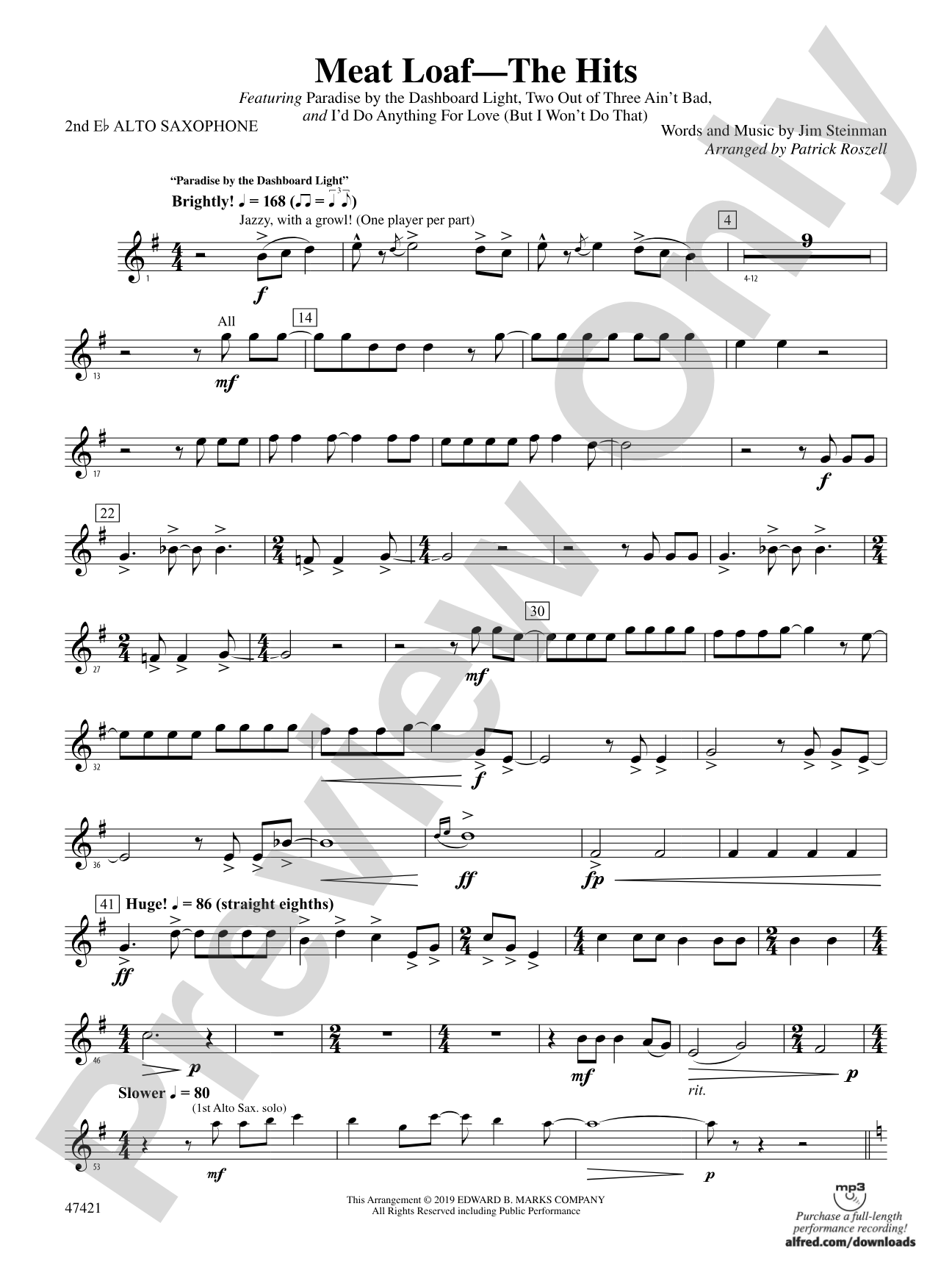 Meat Loaf---The Hits: 2nd E-flat Alto Saxophone