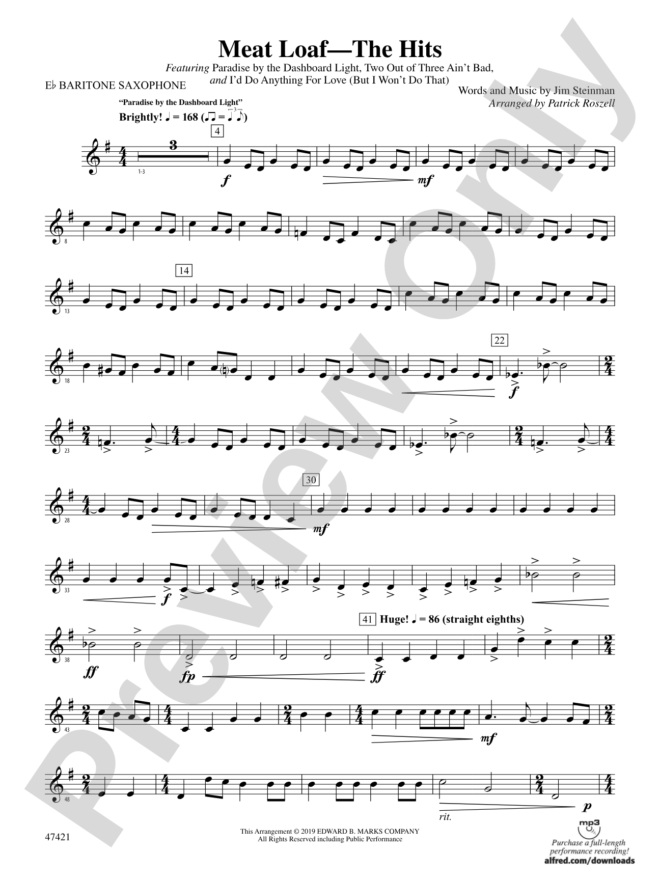 Meat Loaf---The Hits: E-flat Baritone Saxophone