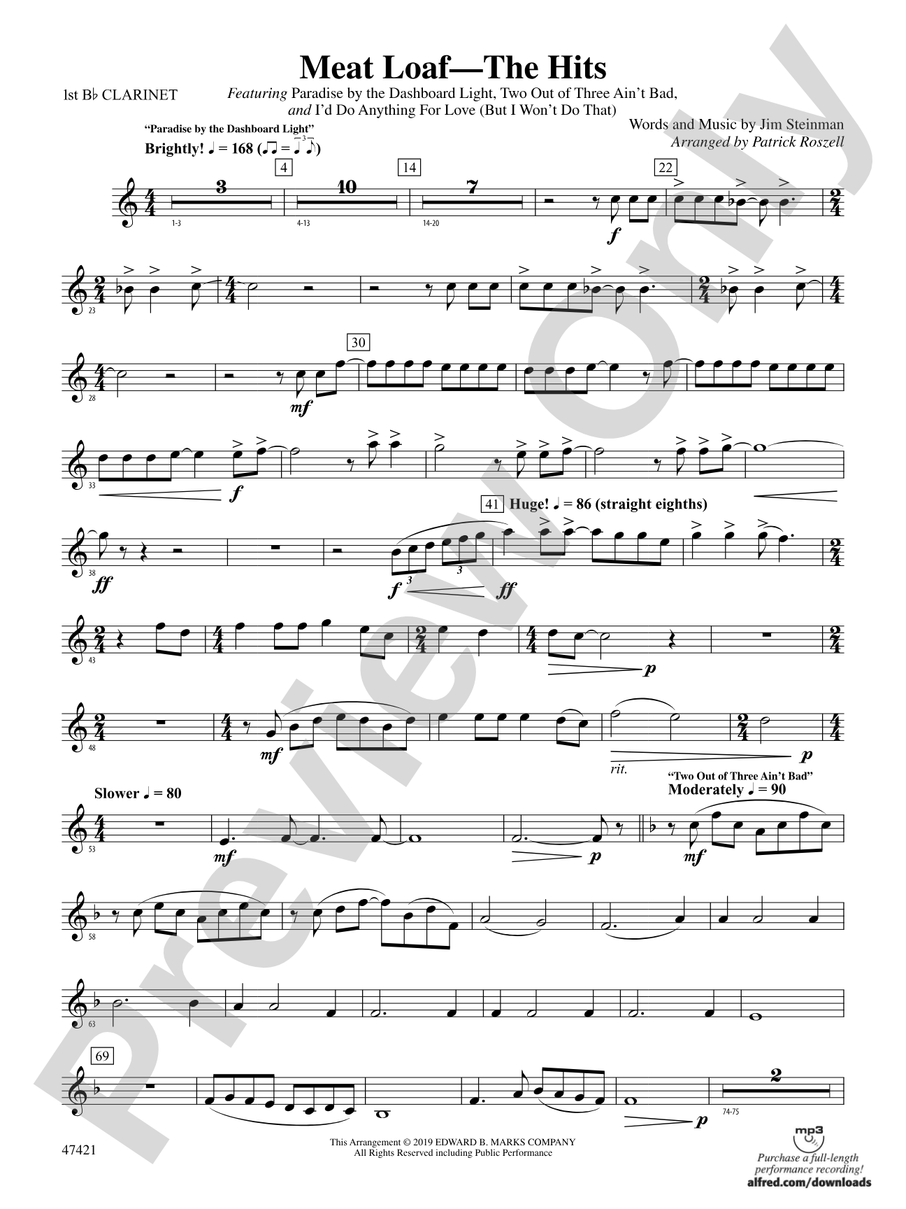 Meat Loaf---The Hits: 1st B-flat Clarinet