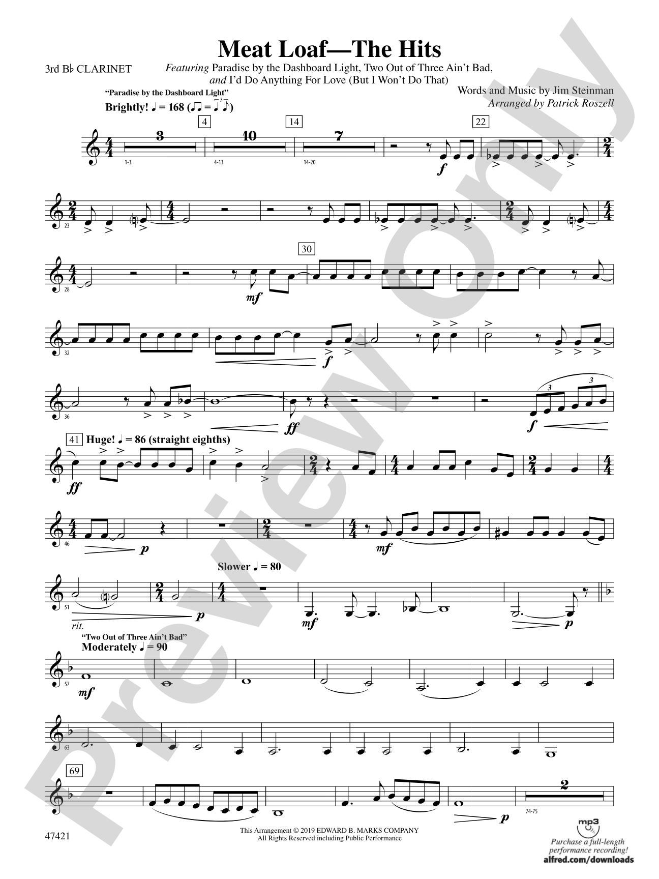 Meat Loaf---The Hits: 3rd B-flat Clarinet