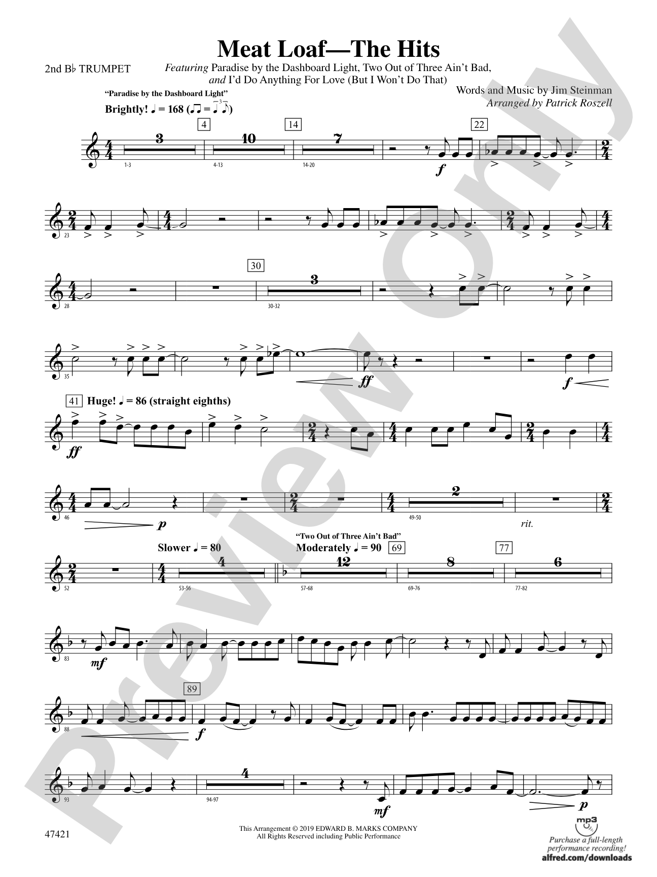 Meat Loaf---The Hits: 2nd B-flat Trumpet