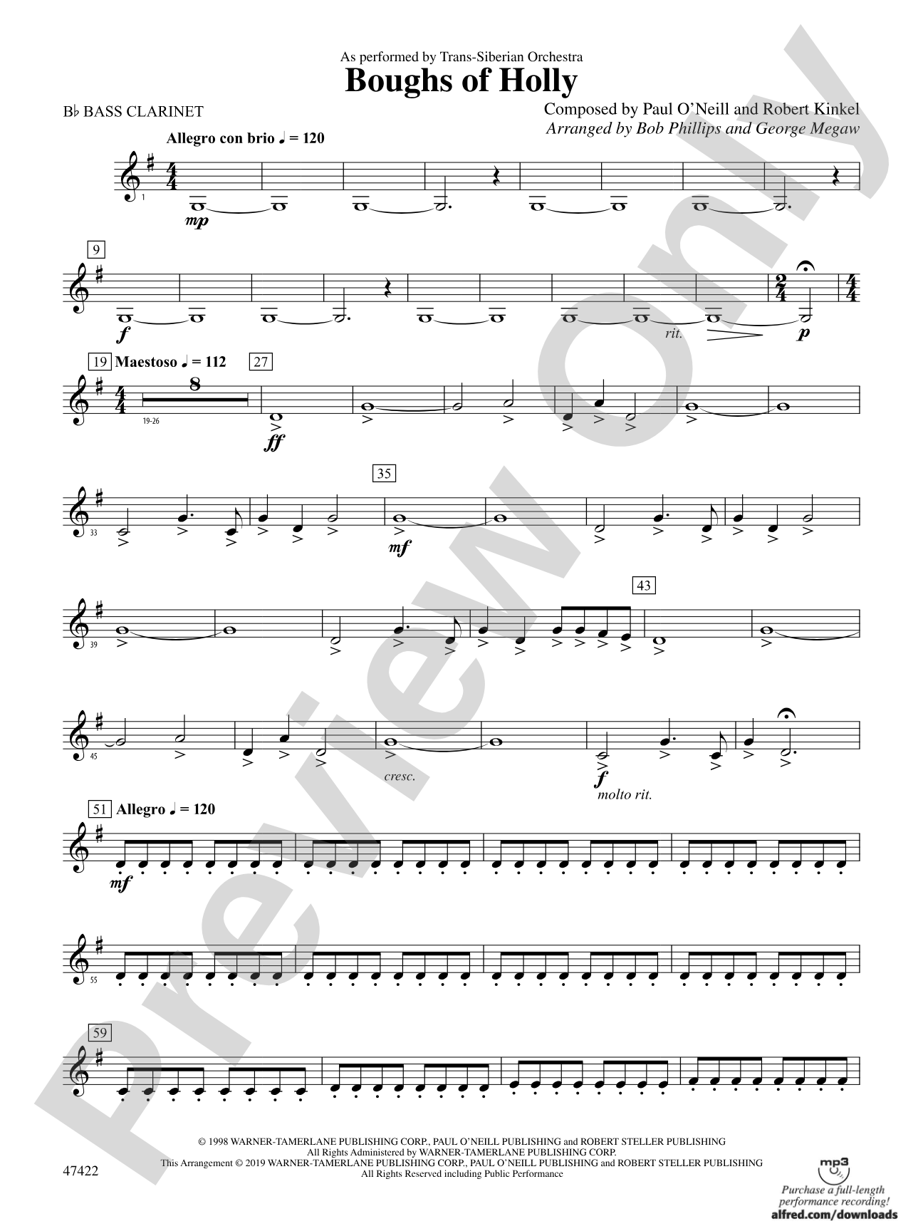 Boughs of Holly: B-flat Bass Clarinet
