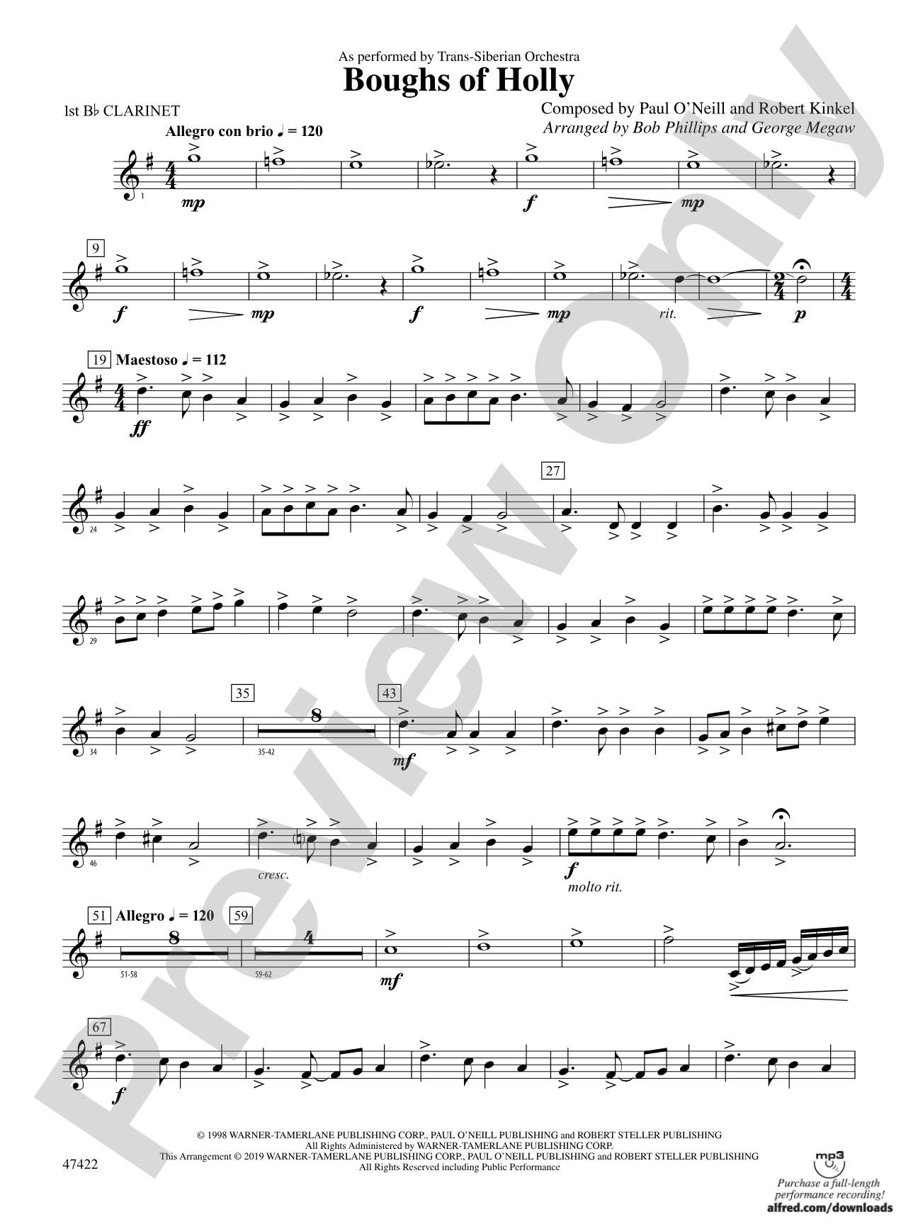 Boughs of Holly: 1st B-flat Clarinet