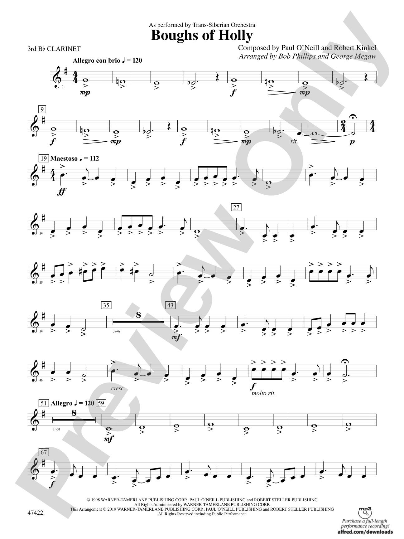 Boughs of Holly: 3rd B-flat Clarinet