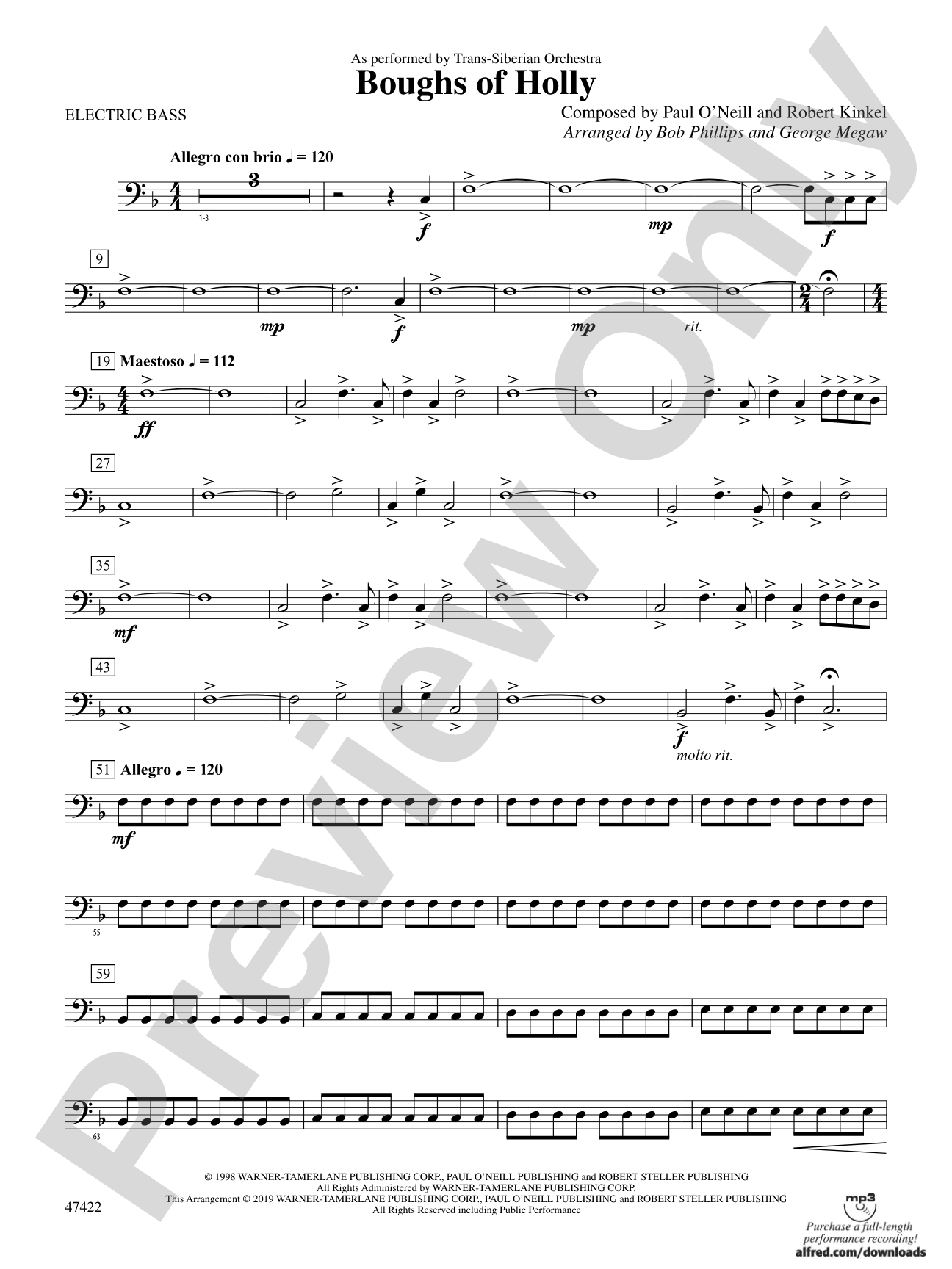 Boughs of Holly: Electric Bass