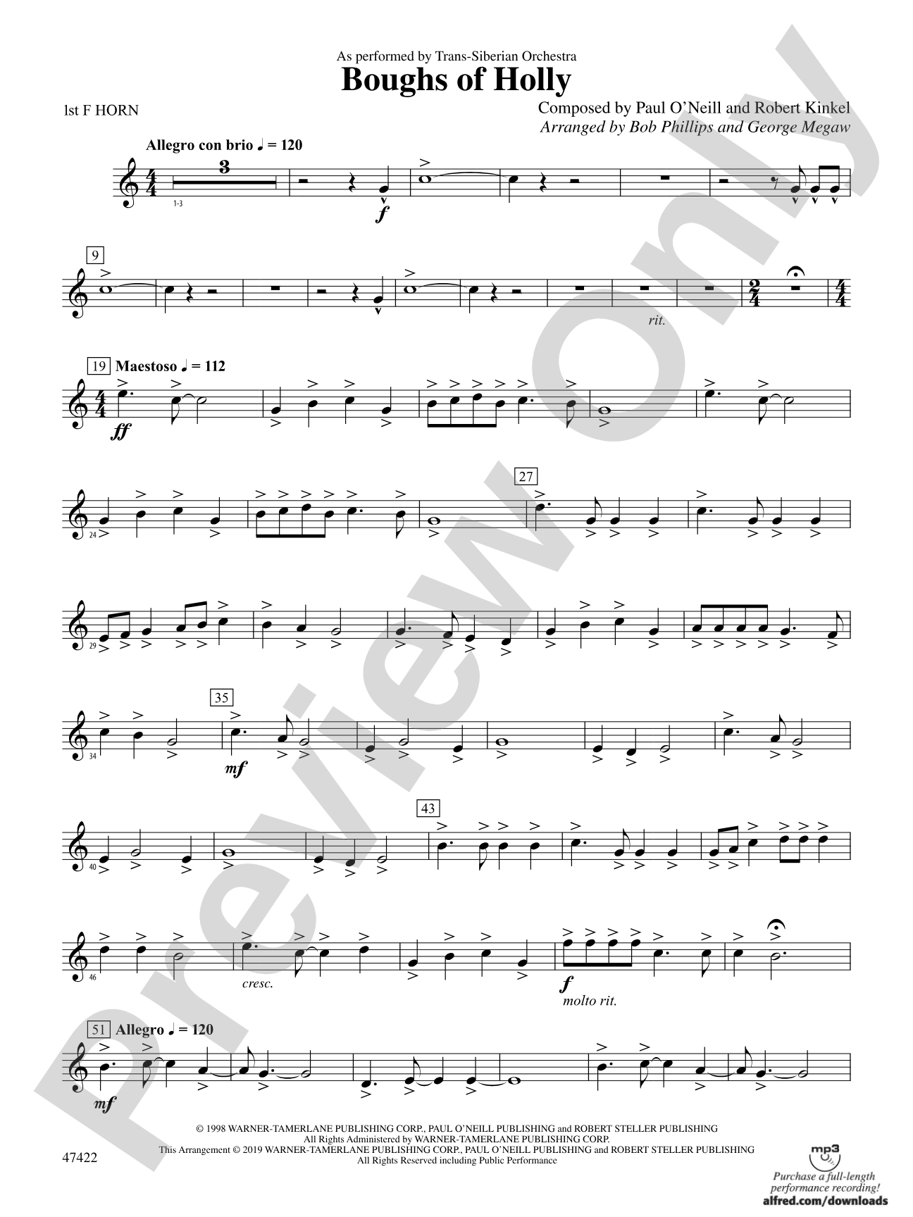 Boughs of Holly: 1st F Horn