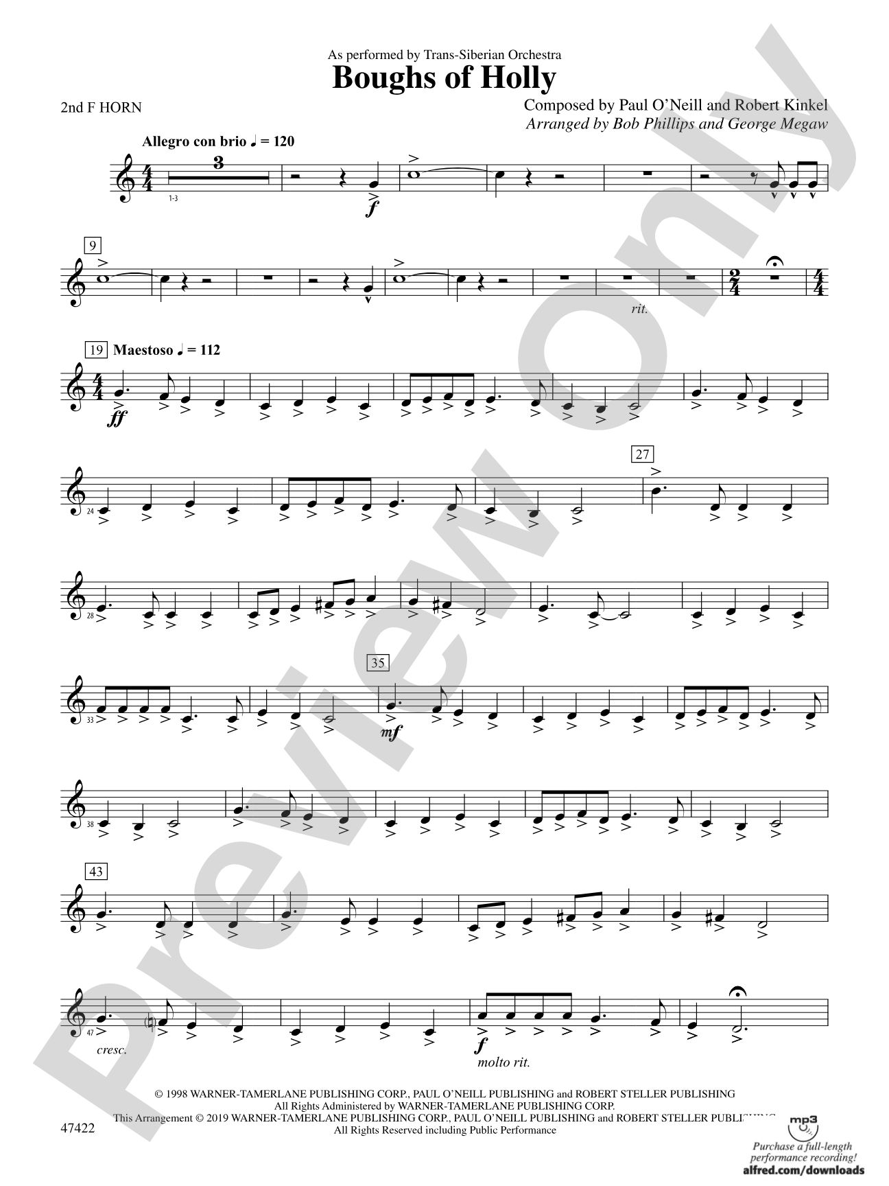 Boughs of Holly: 2nd F Horn