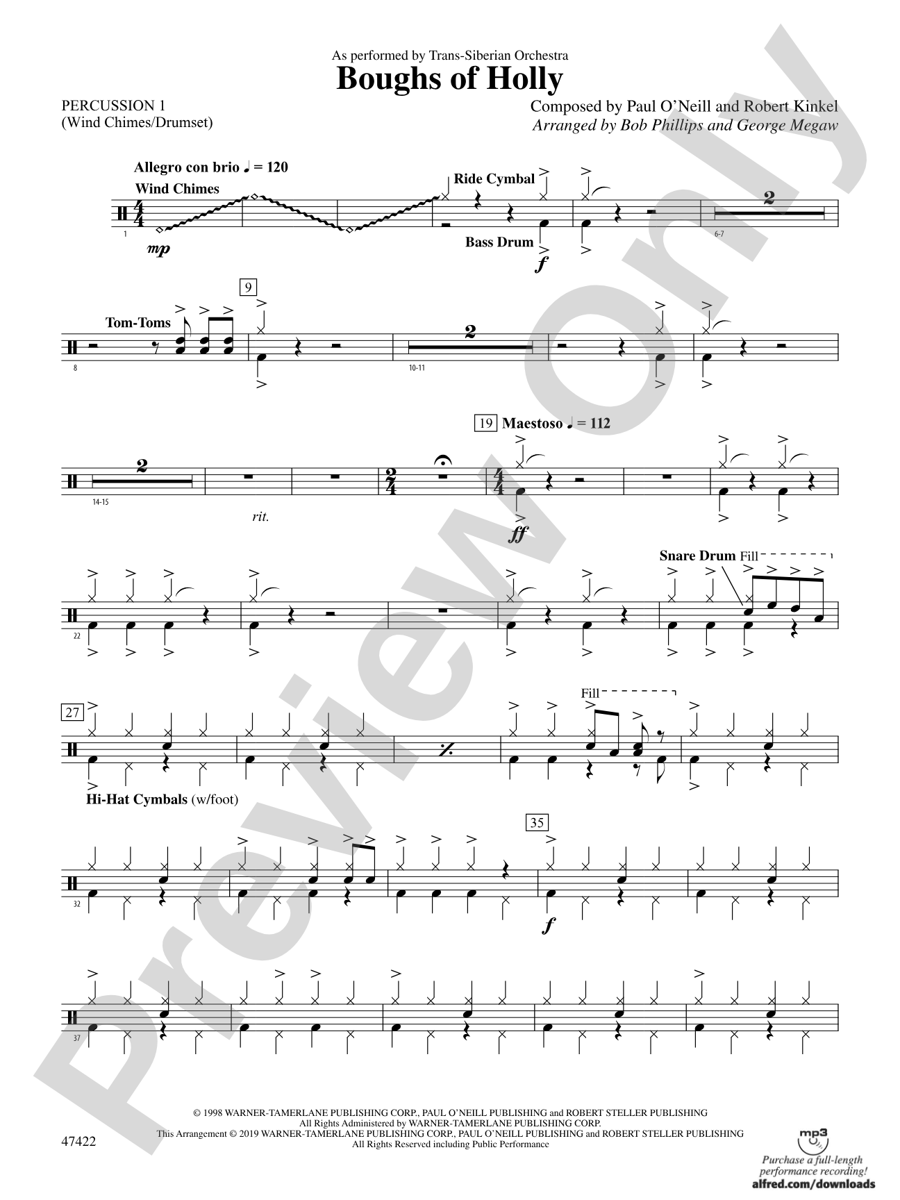 Boughs of Holly: 1st Percussion