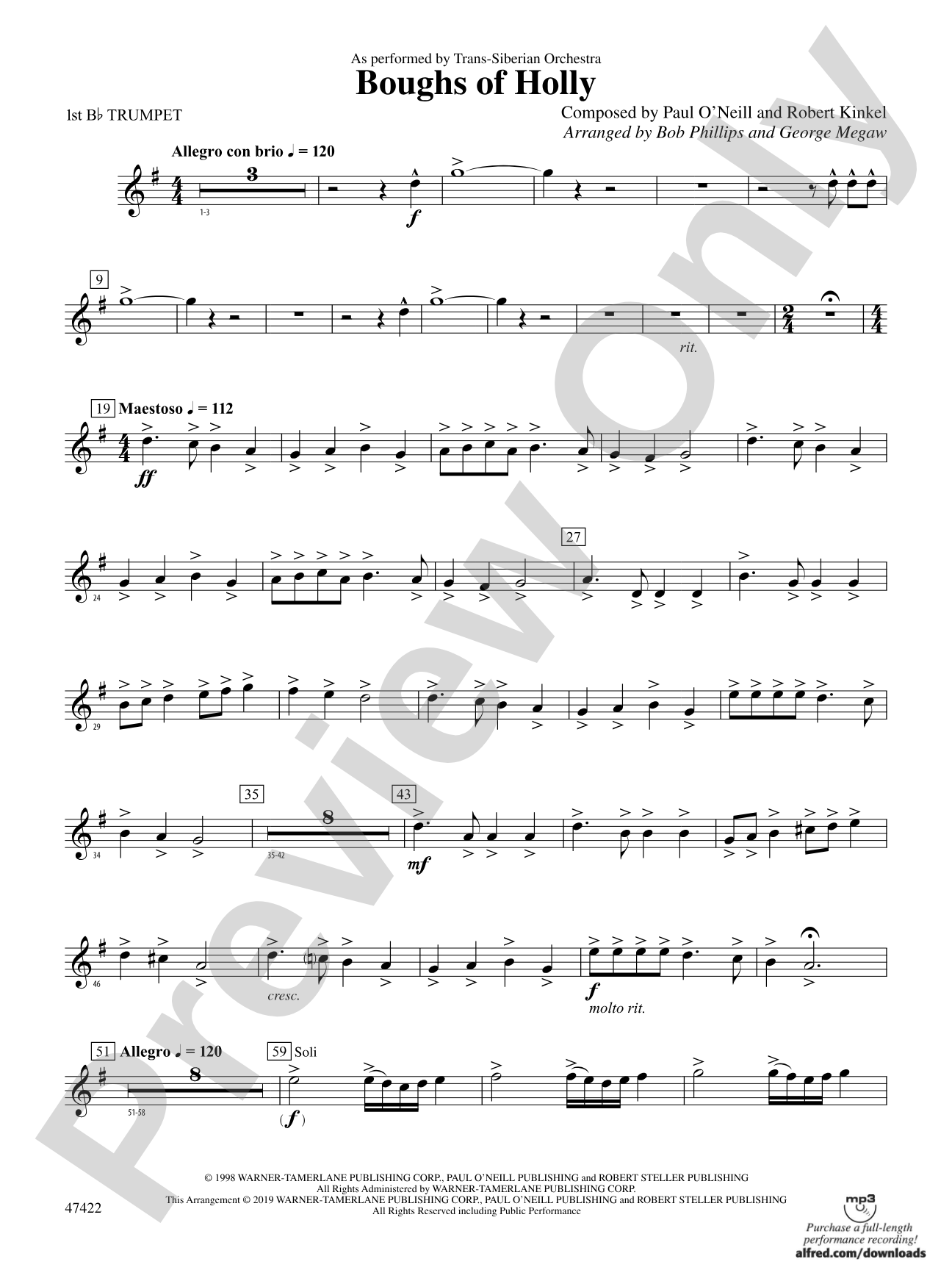 Boughs of Holly: 1st B-flat Trumpet