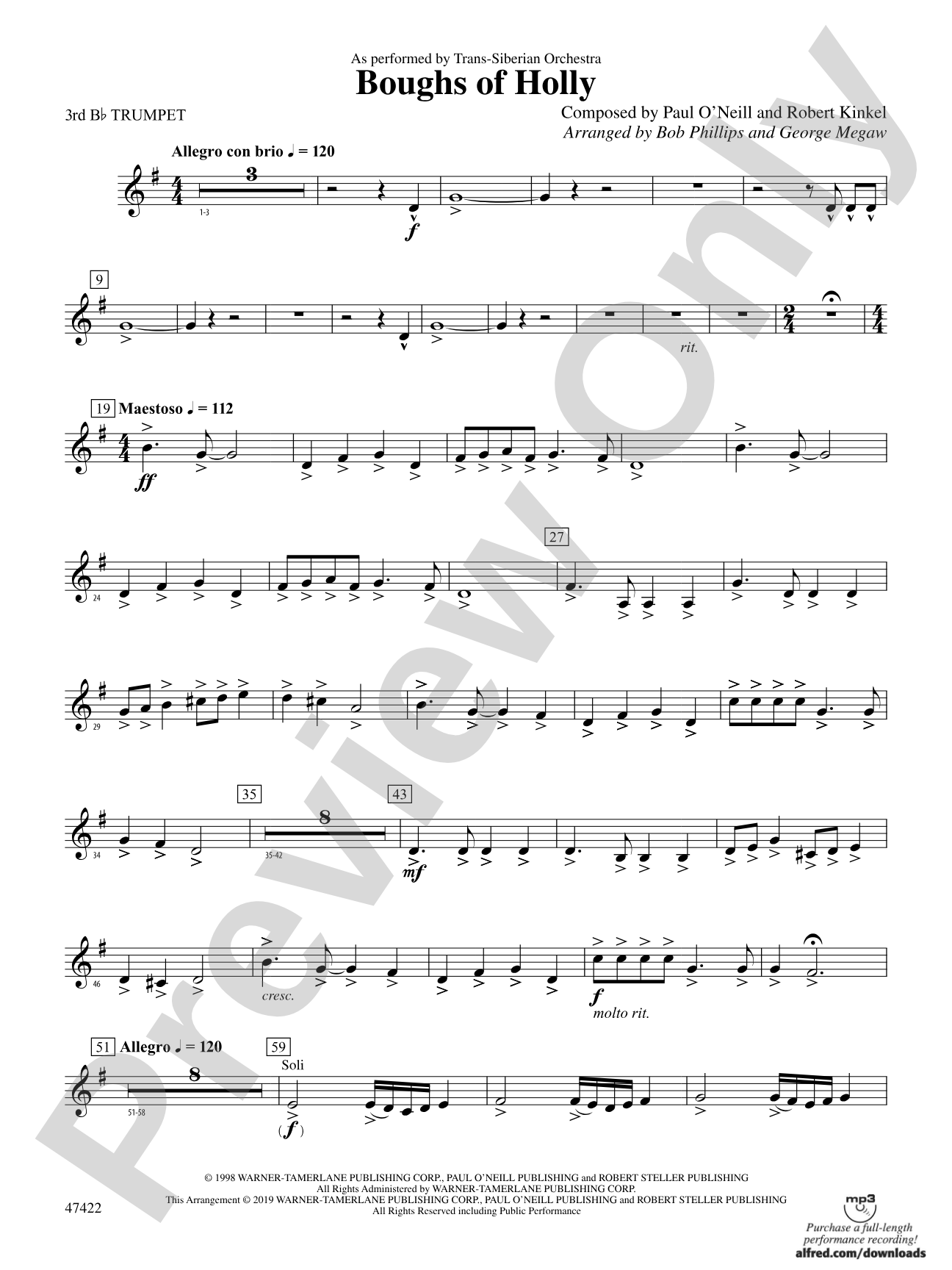 Boughs of Holly: 3rd B-flat Trumpet