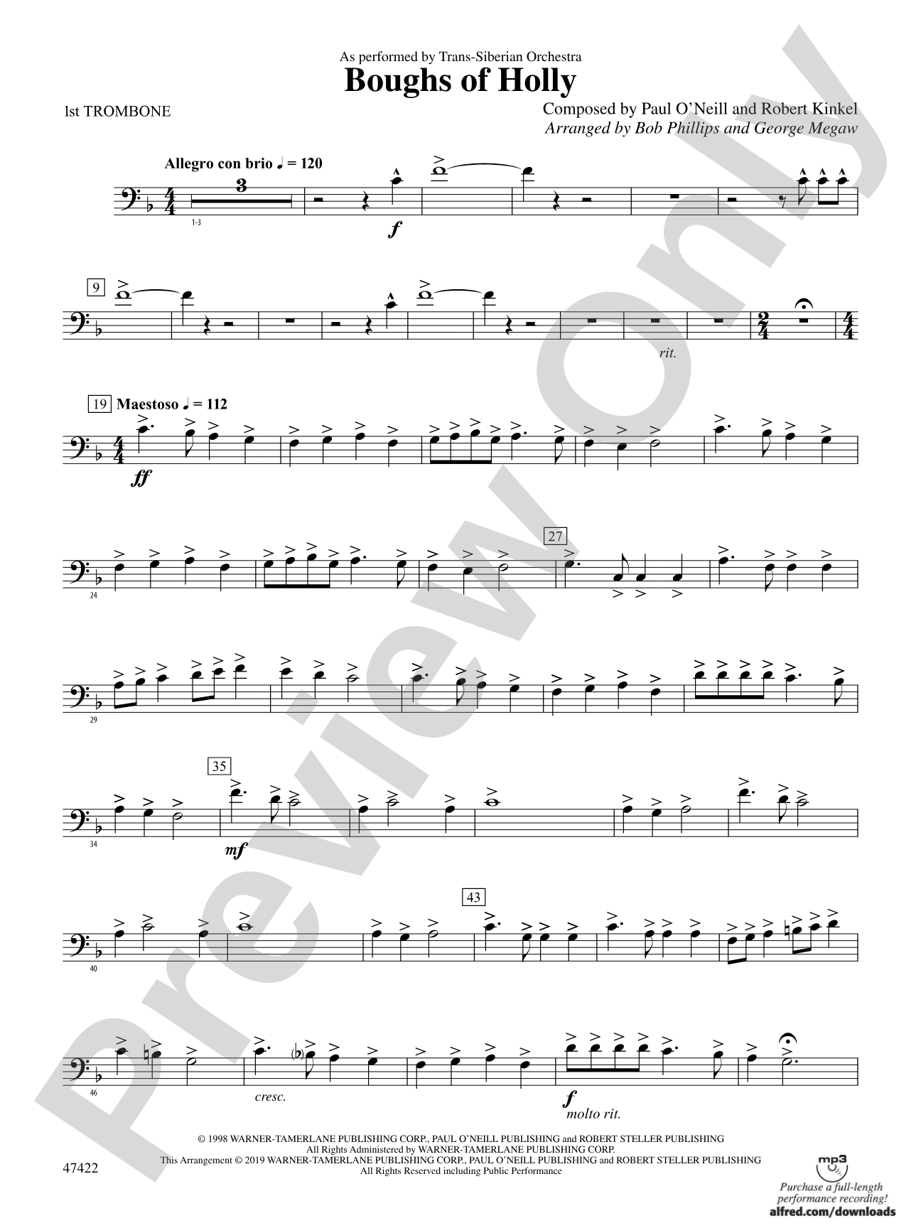 Boughs of Holly: 1st Trombone