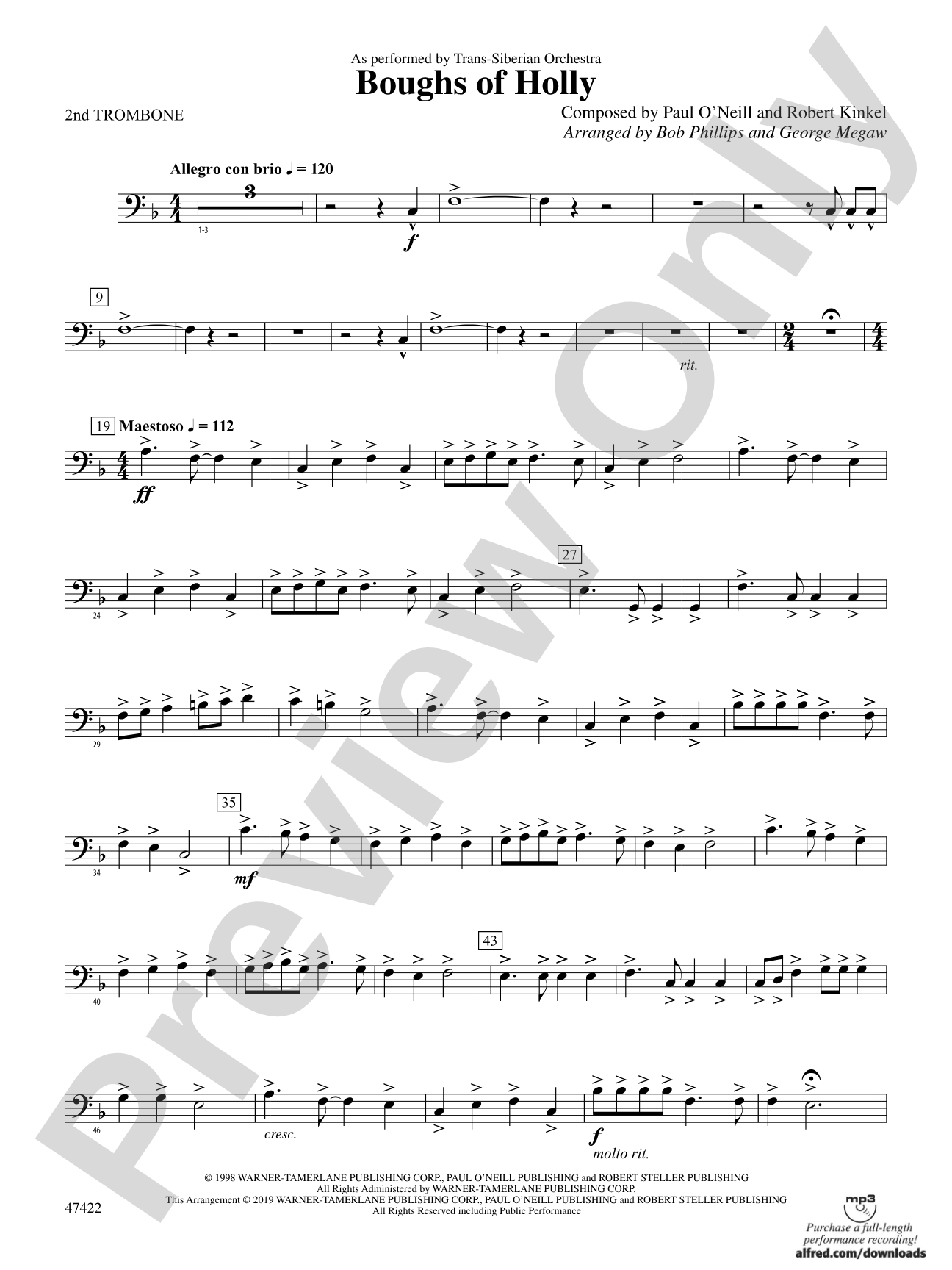 Boughs of Holly: 2nd Trombone