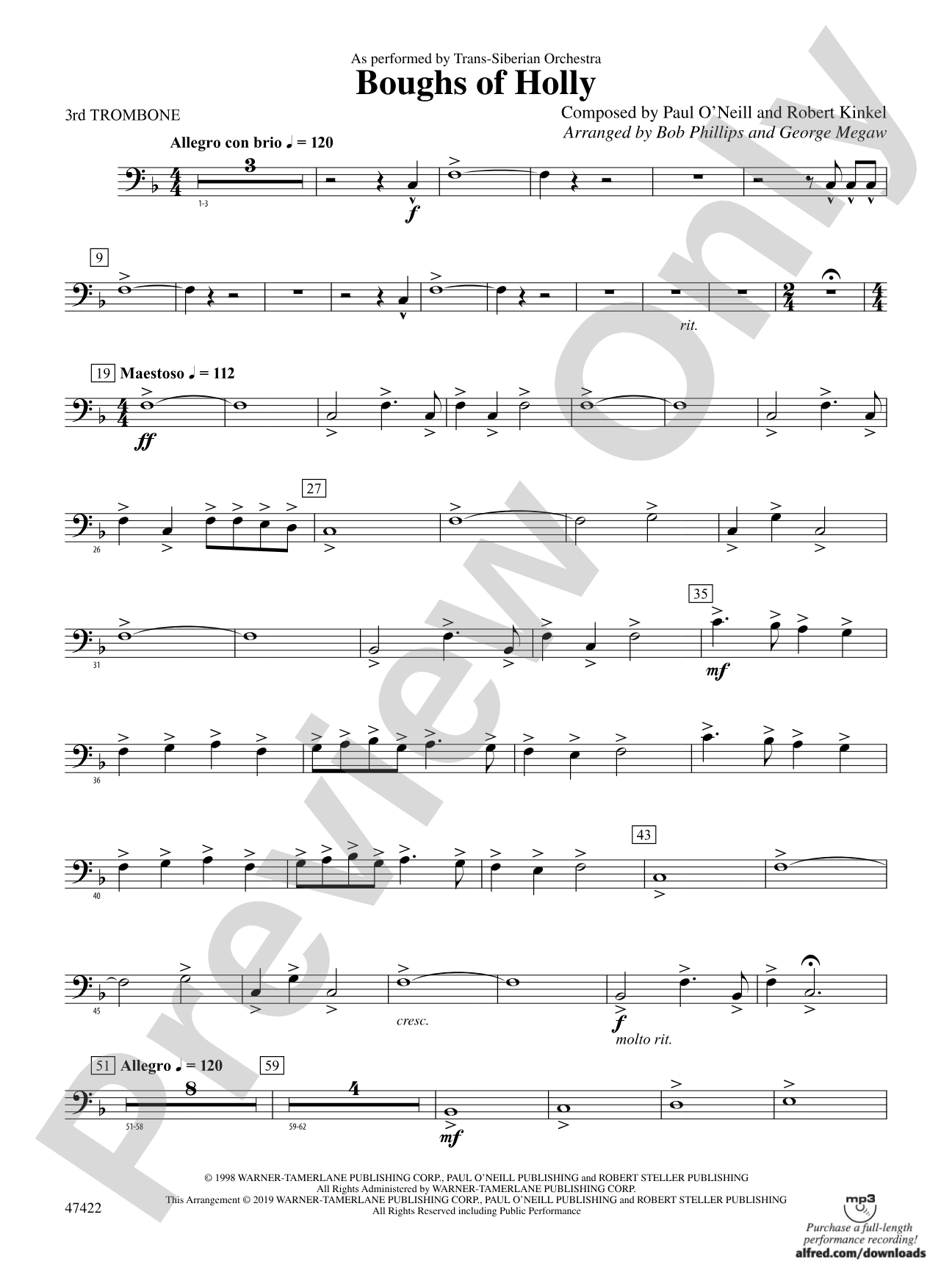 Boughs of Holly: 3rd Trombone