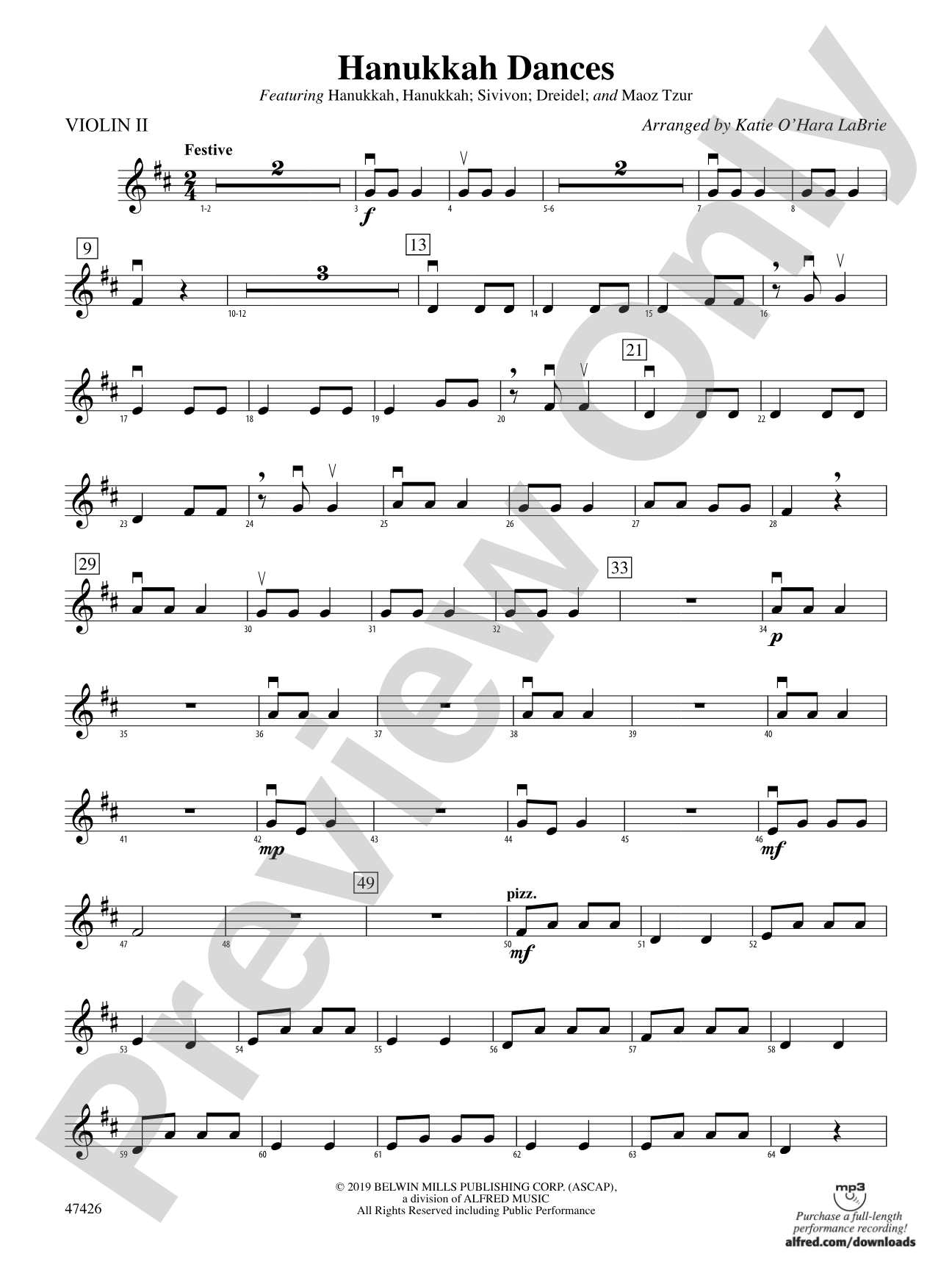 Hanukkah Dances: 2nd Violin
