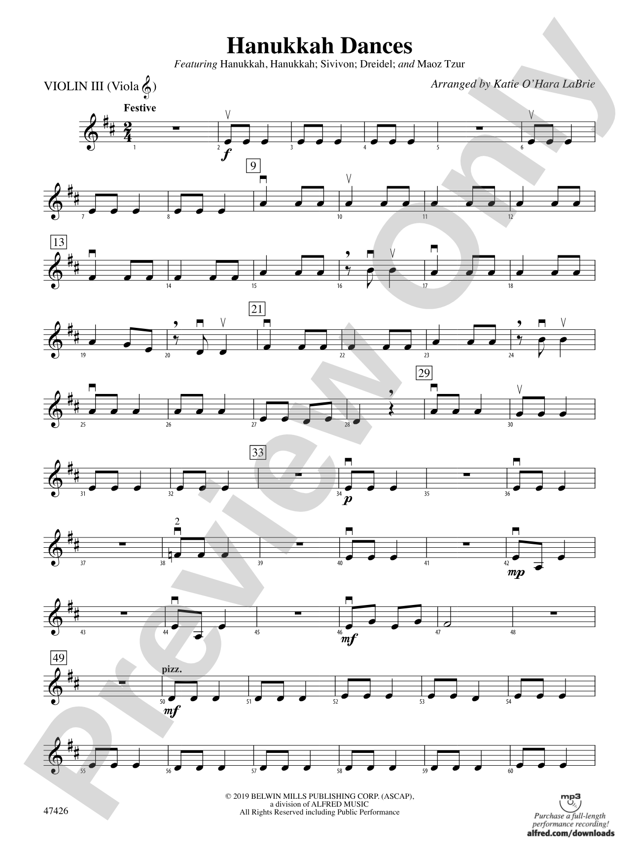 Hanukkah Dances: 3rd Violin (Viola [TC])