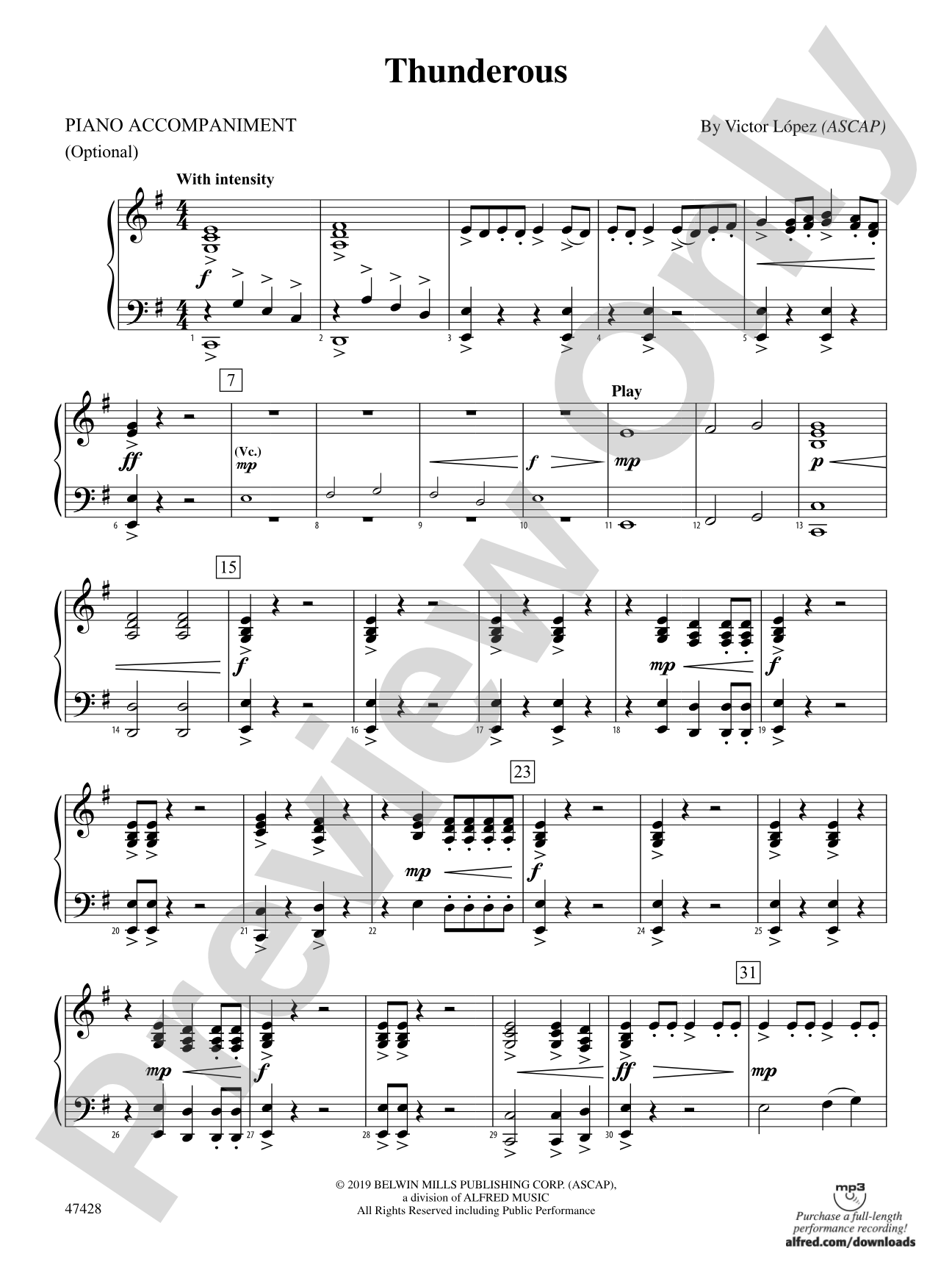 Thunderous: Piano Accompaniment