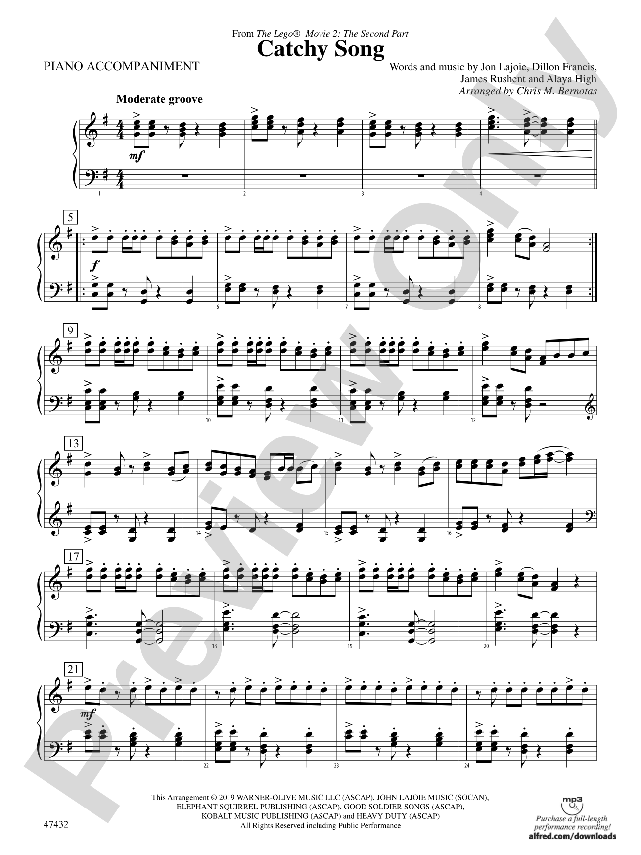 Catchy Song: Piano Accompaniment