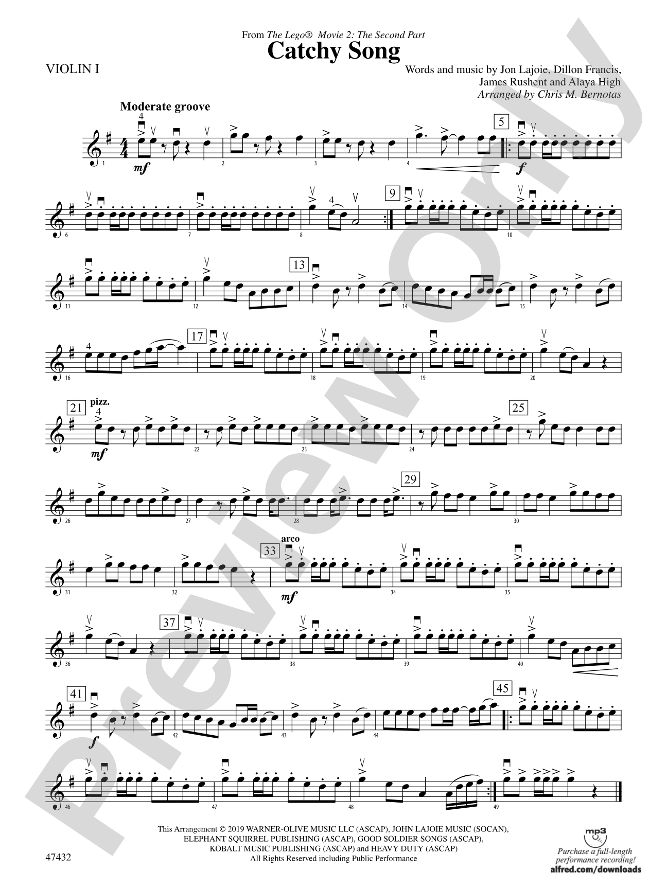 Catchy Song: 1st Violin