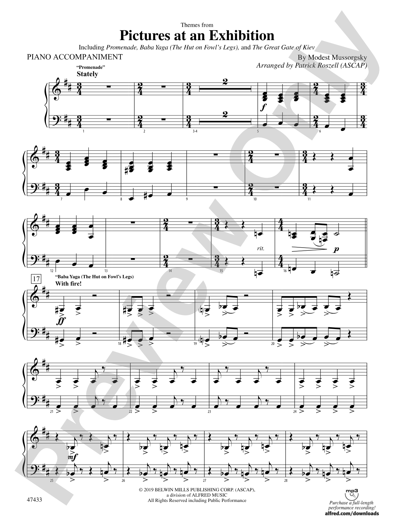 Themes from Pictures at an Exhibition: Piano Accompaniment