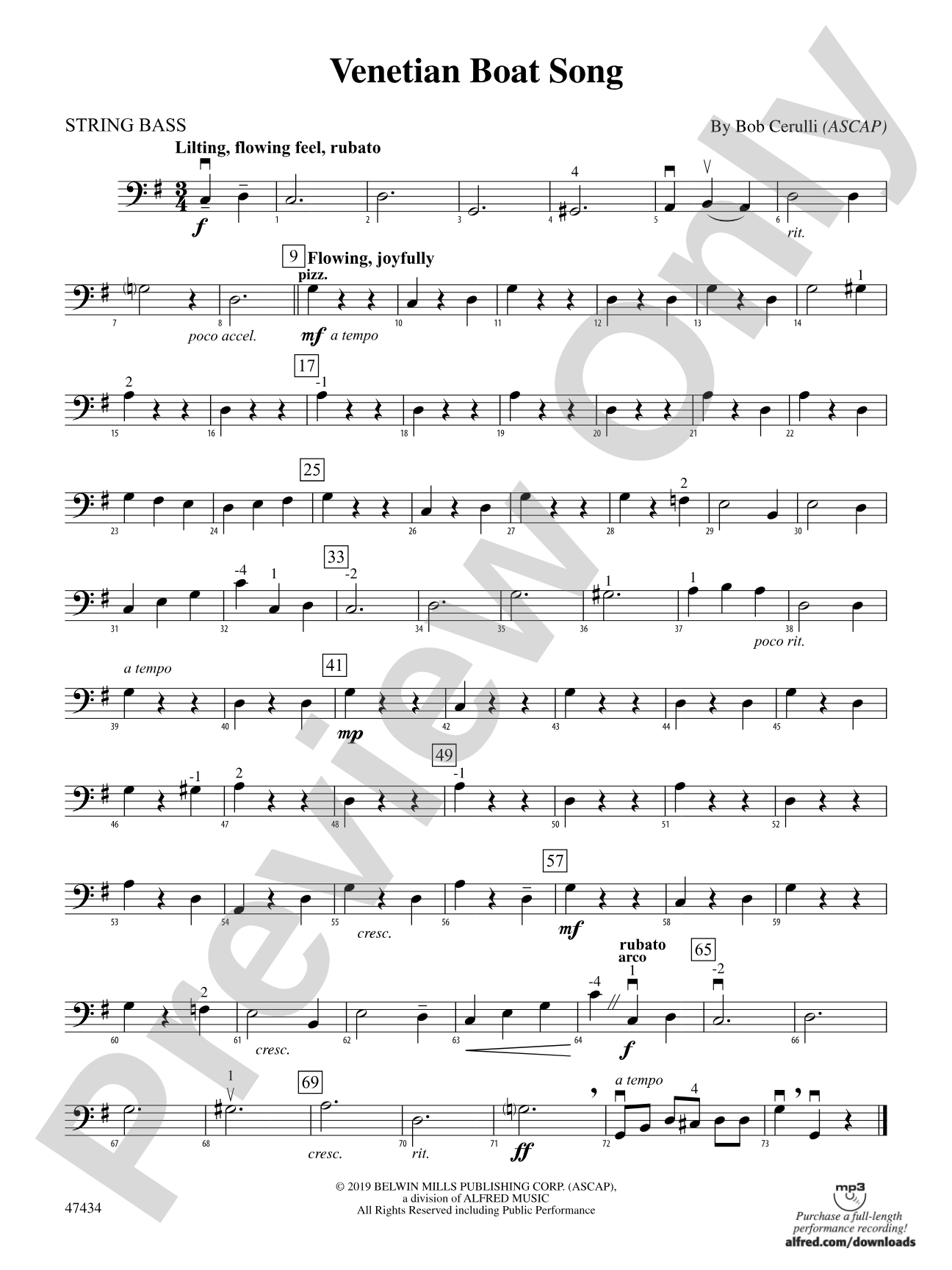 Venetian Boat Song: String Bass