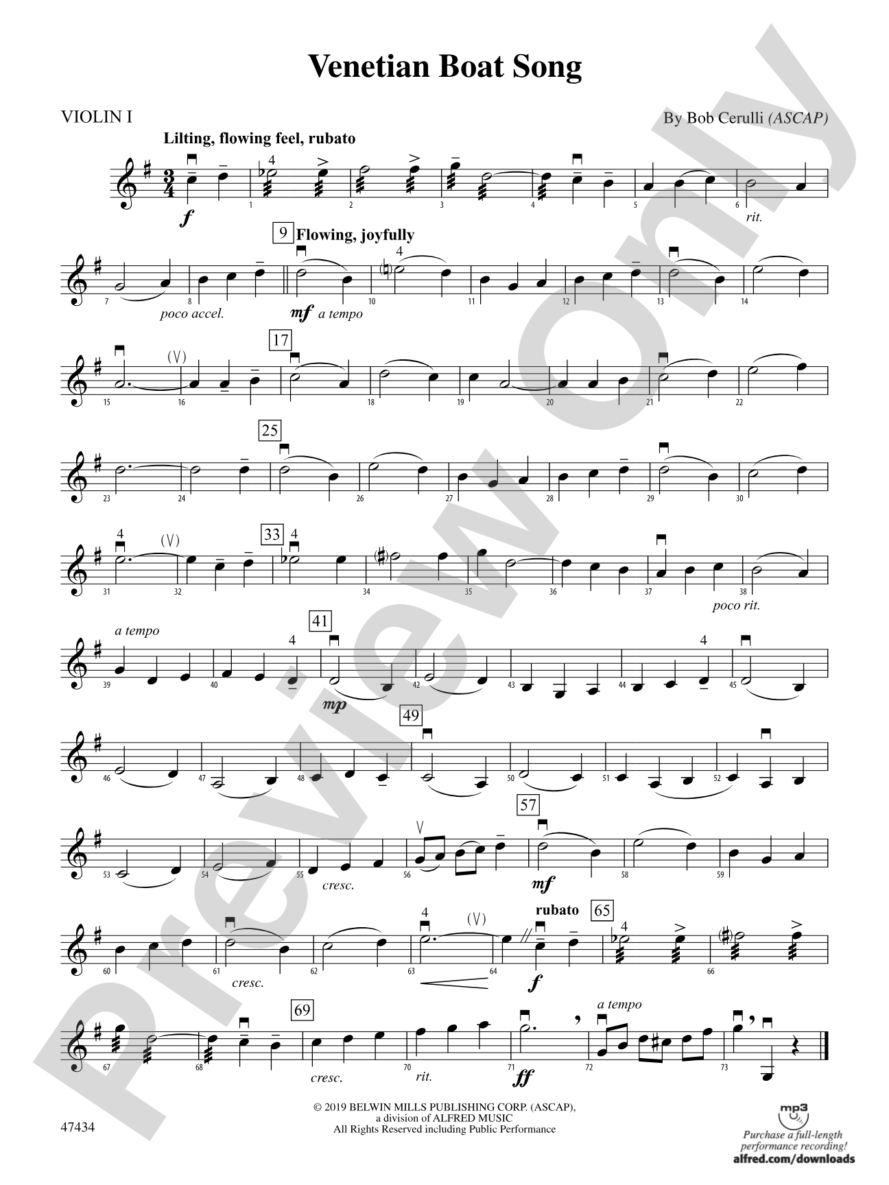 Venetian Boat Song: 1st Violin