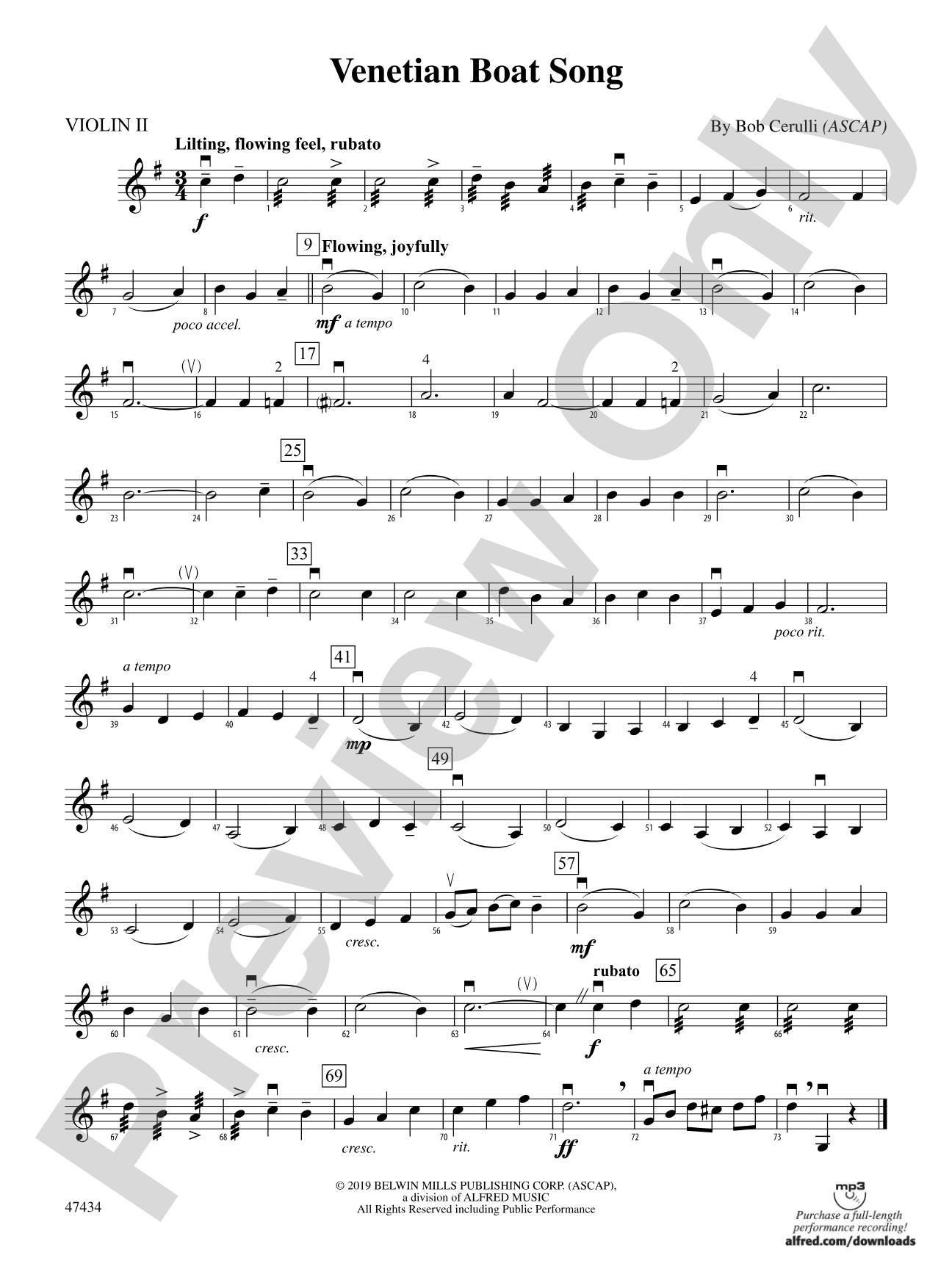 Venetian Boat Song: 2nd Violin