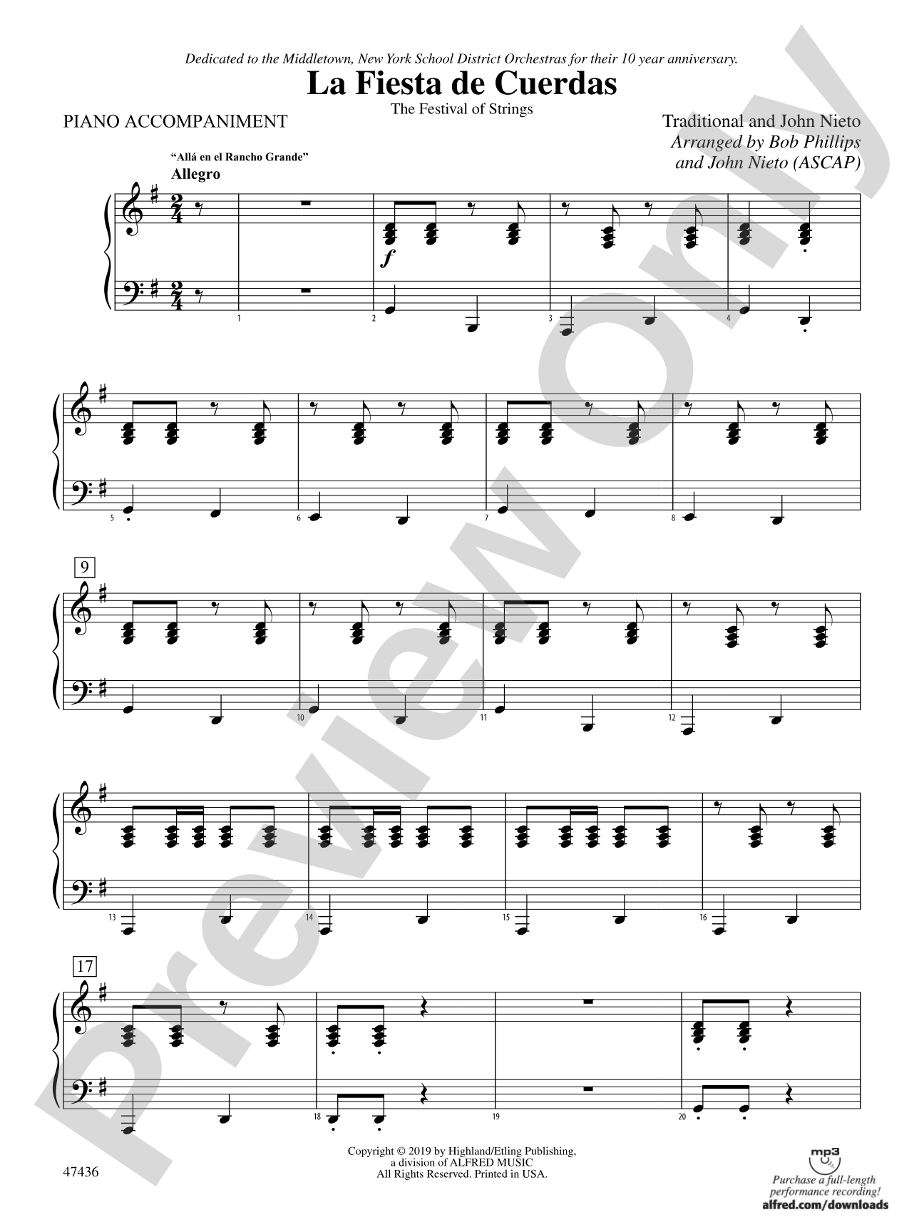 La Fiesta de Cuerdas: Piano Accompaniment
