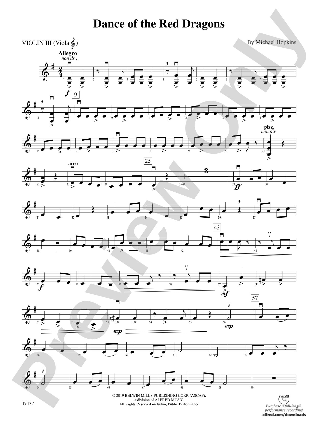 Dance of the Red Dragons: 3rd Violin (Viola [TC])