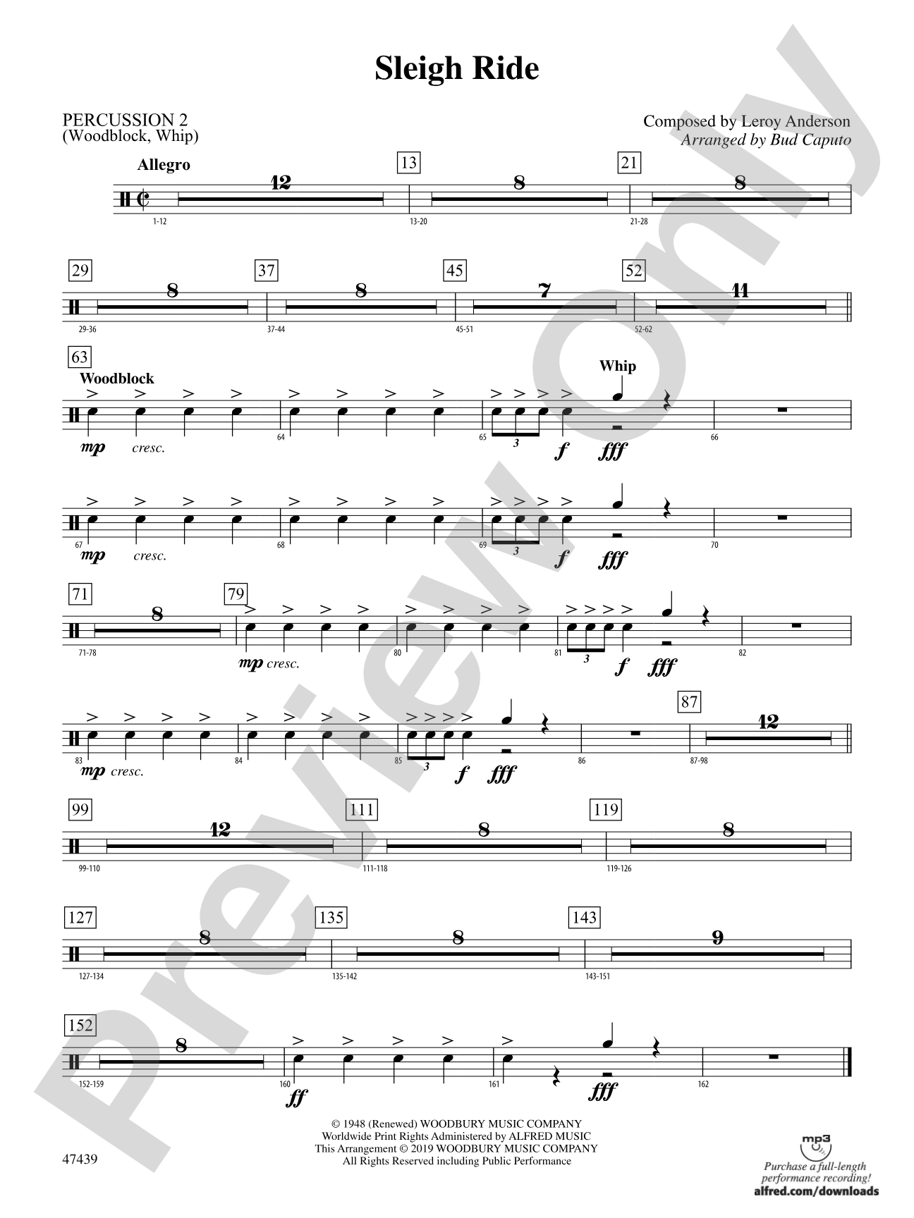 Sleigh Ride: 2nd Percussion