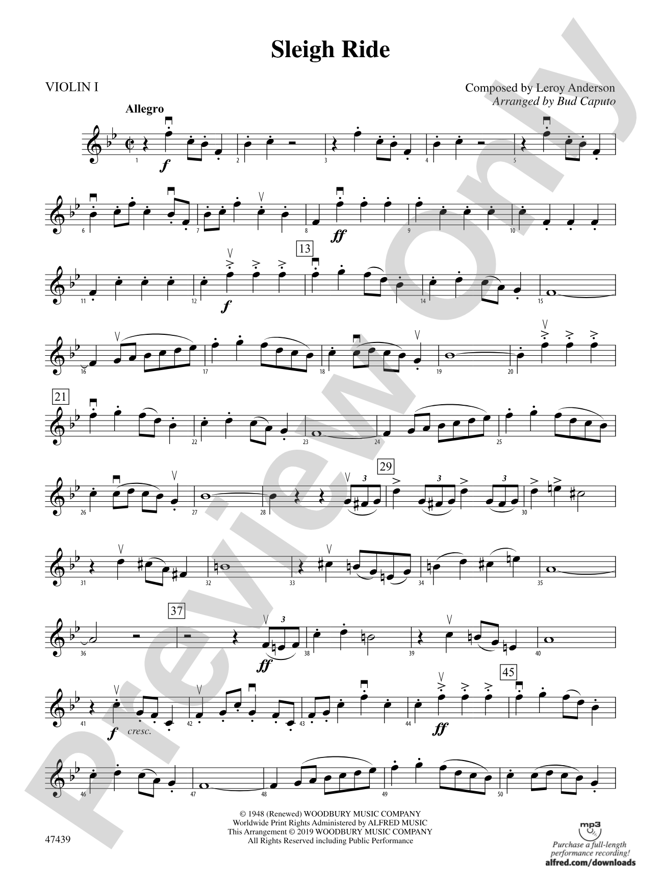 Sleigh Ride: 1st Violin