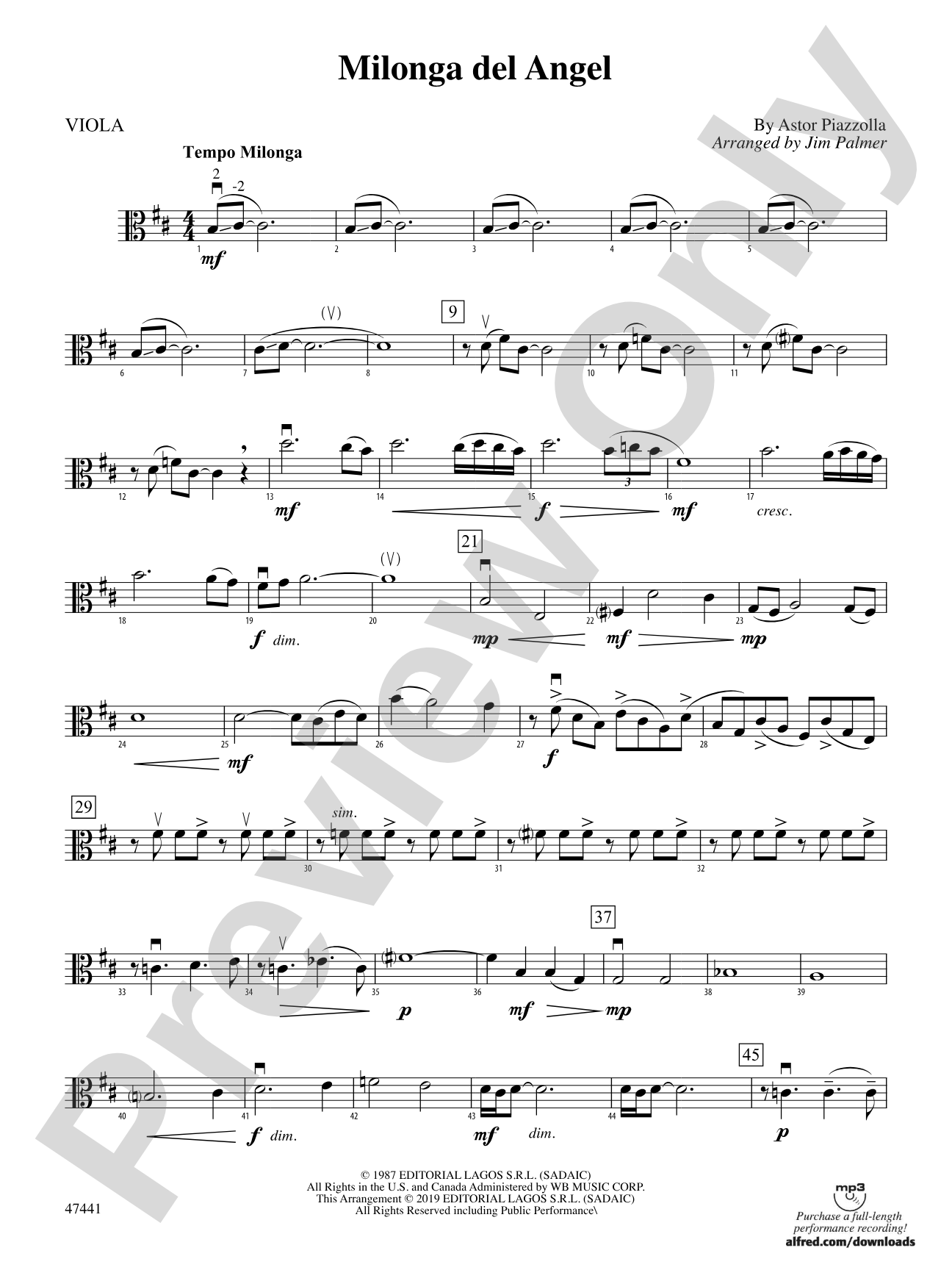 Milonga del Angel: Viola