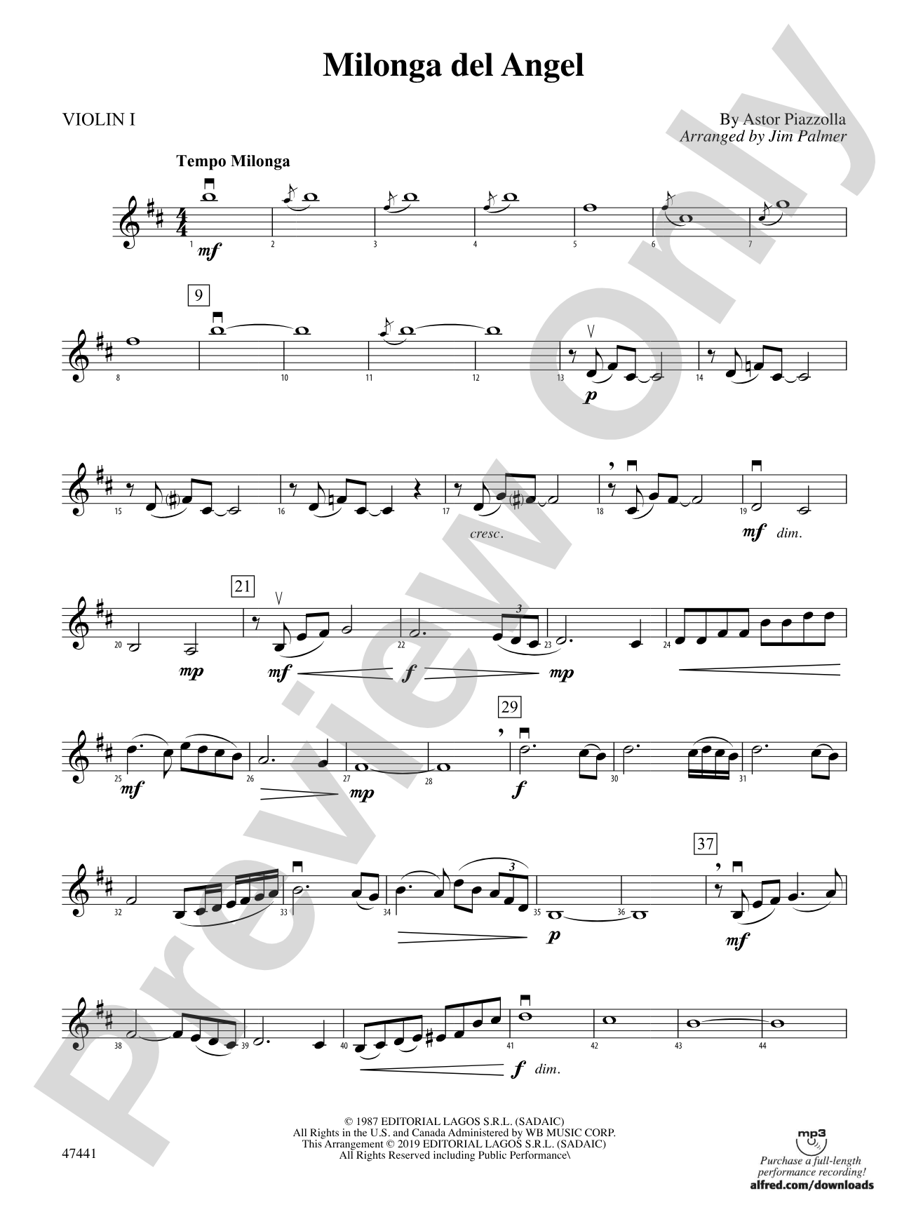 Milonga del Angel: 1st Violin