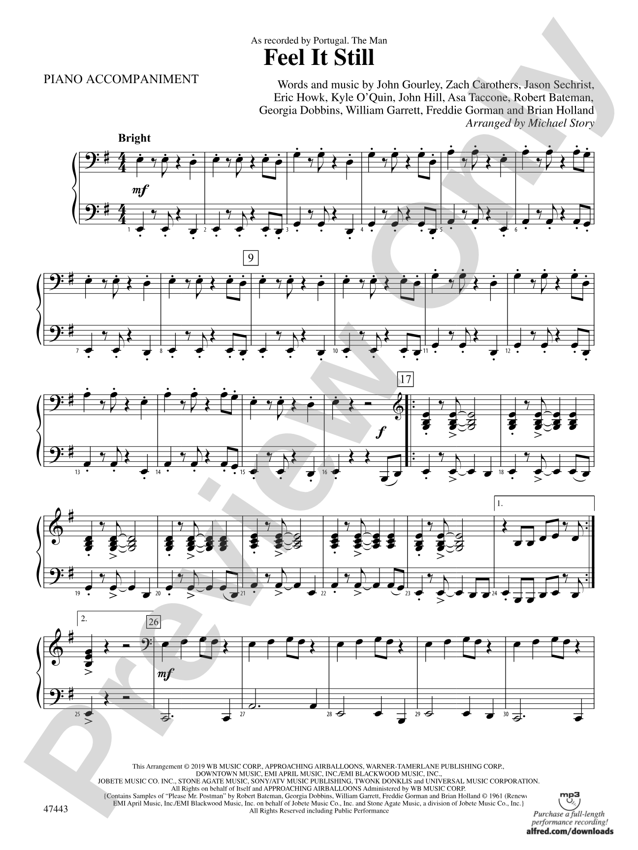 Feel It Still: Piano Accompaniment