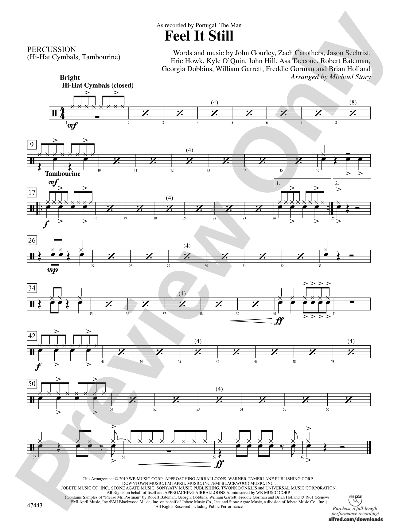 Feel It Still: 1st Percussion