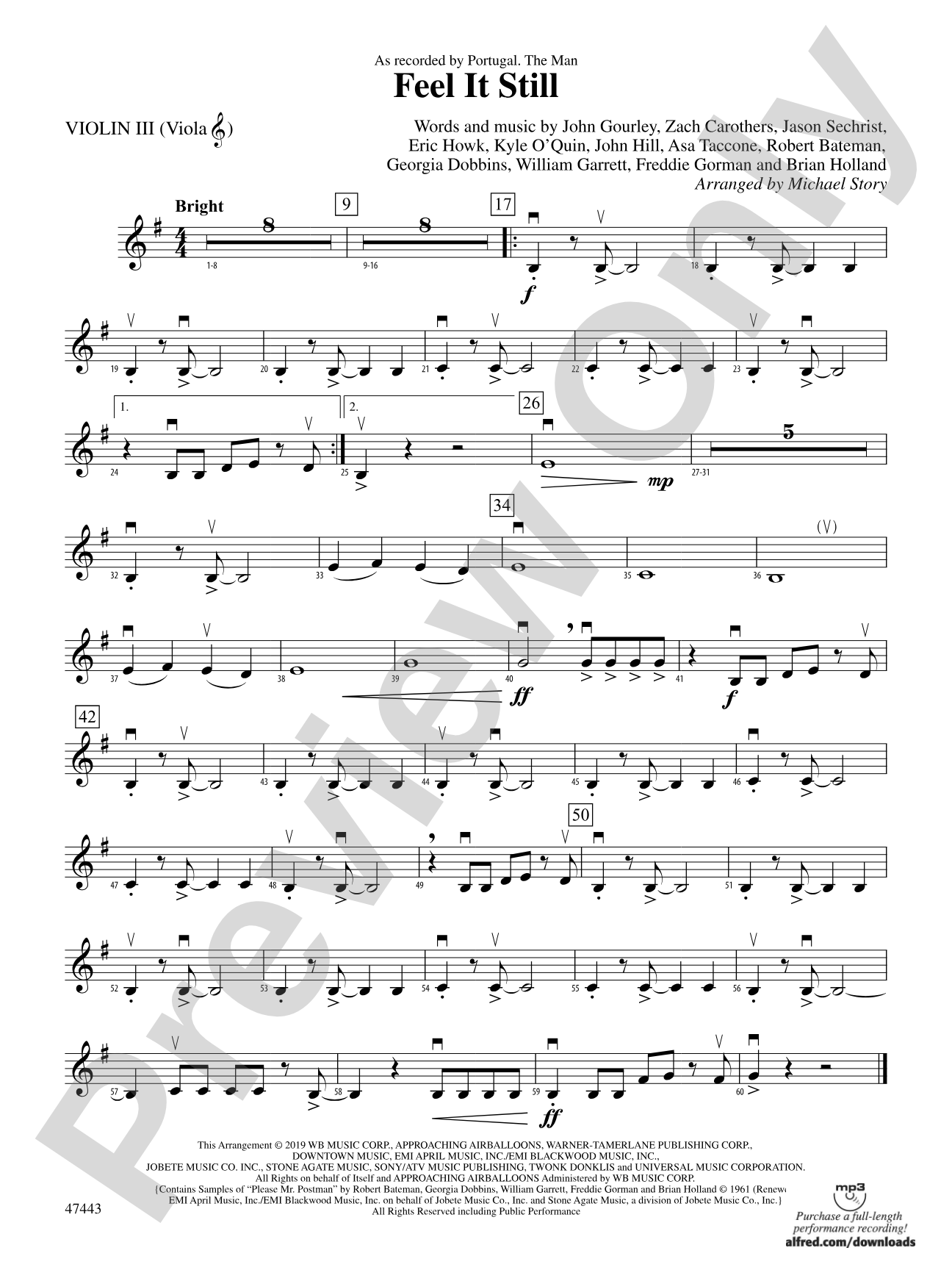 Feel It Still: 3rd Violin (Viola [TC])